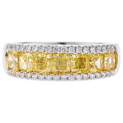 Cirari 2.05 Carat T.W. Yellow Diamond 18 Karat Two-Tone Gold Band Ring