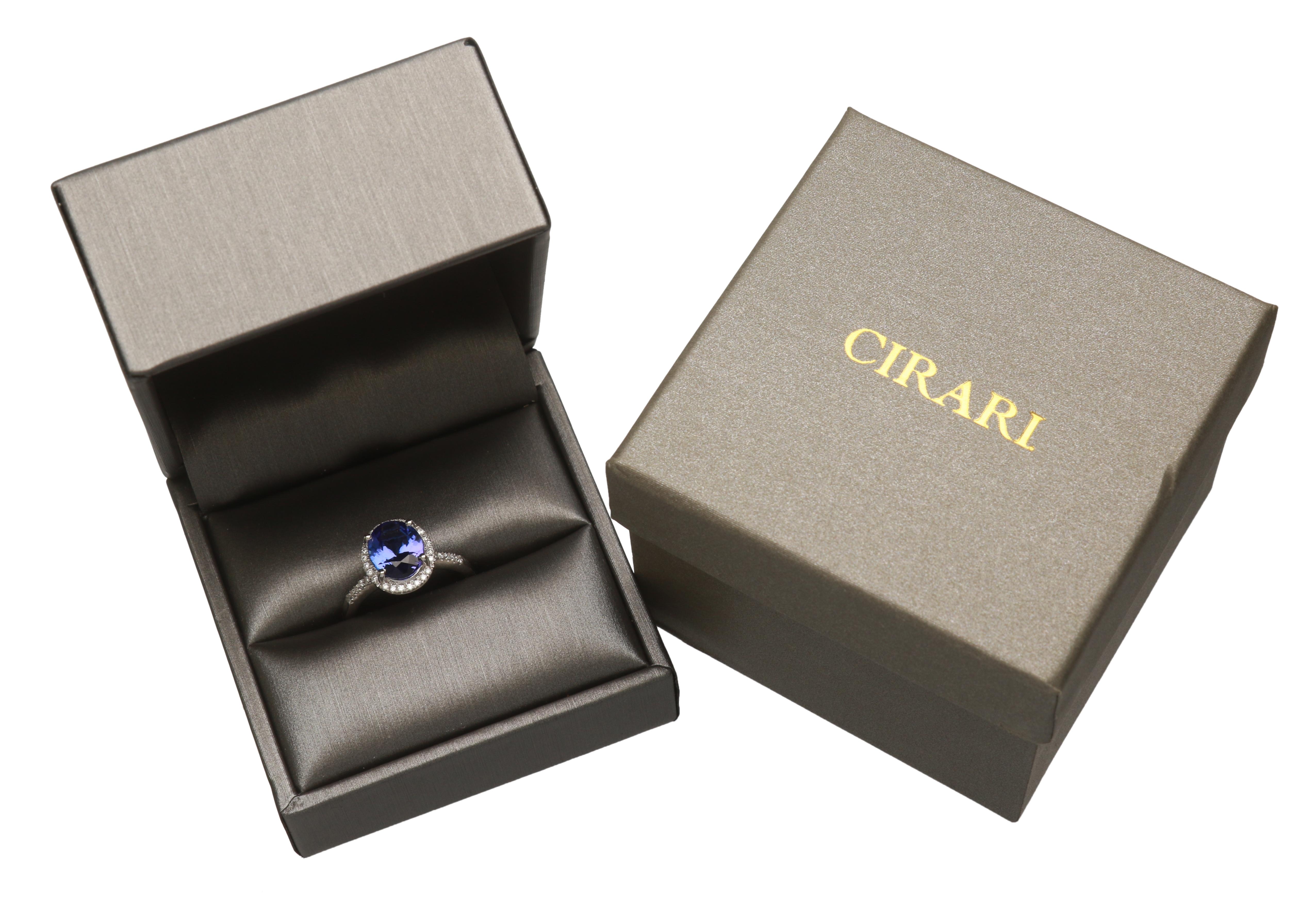 Oval Cut 2.42 Carat Tanzanite and Diamond 14 Karat White Gold Ring