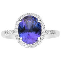 2.42 Carat Tanzanite and Diamond 14 Karat White Gold Ring