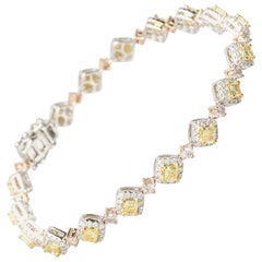 Vintage 2.90 Carat Fancy Yellow Diamond 18 Karat Three-Tone Gold Bracelet