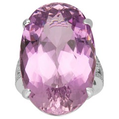 Cirari 47 1/8 Carat Kunzite and Diamond 14 Karat White Gold One of a Kind Ring