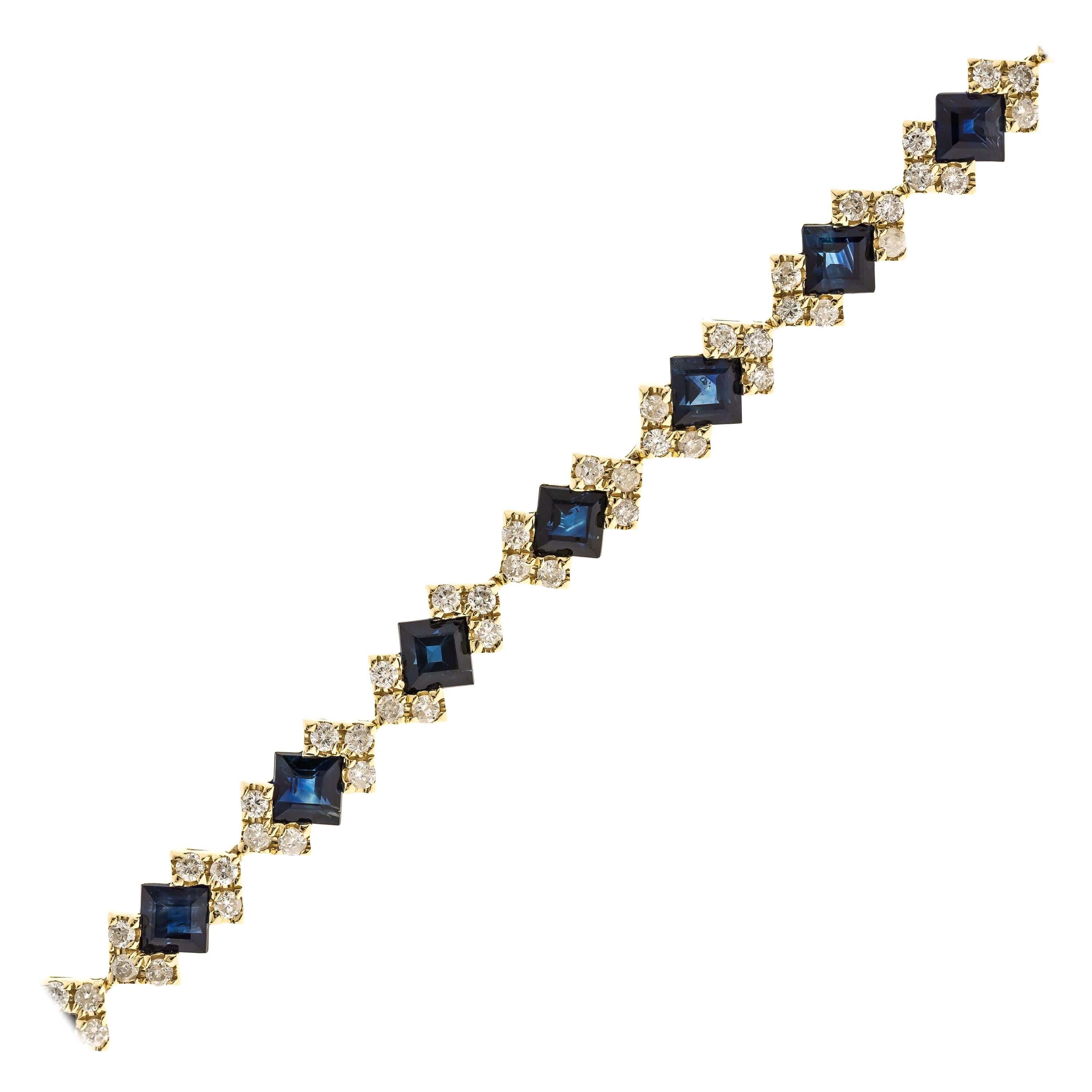 4.70 Carat Blue Sapphire 14 Karat Yellow Gold Bracelet