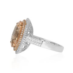 6 1/4 Carat Morganite and Diamond 14 Karat Two-Tone Gold Engagement Ring
