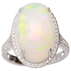 Cirari 7.97 Carat Ethiopian Opal and Diamond 14 Karat Cocktail Ring