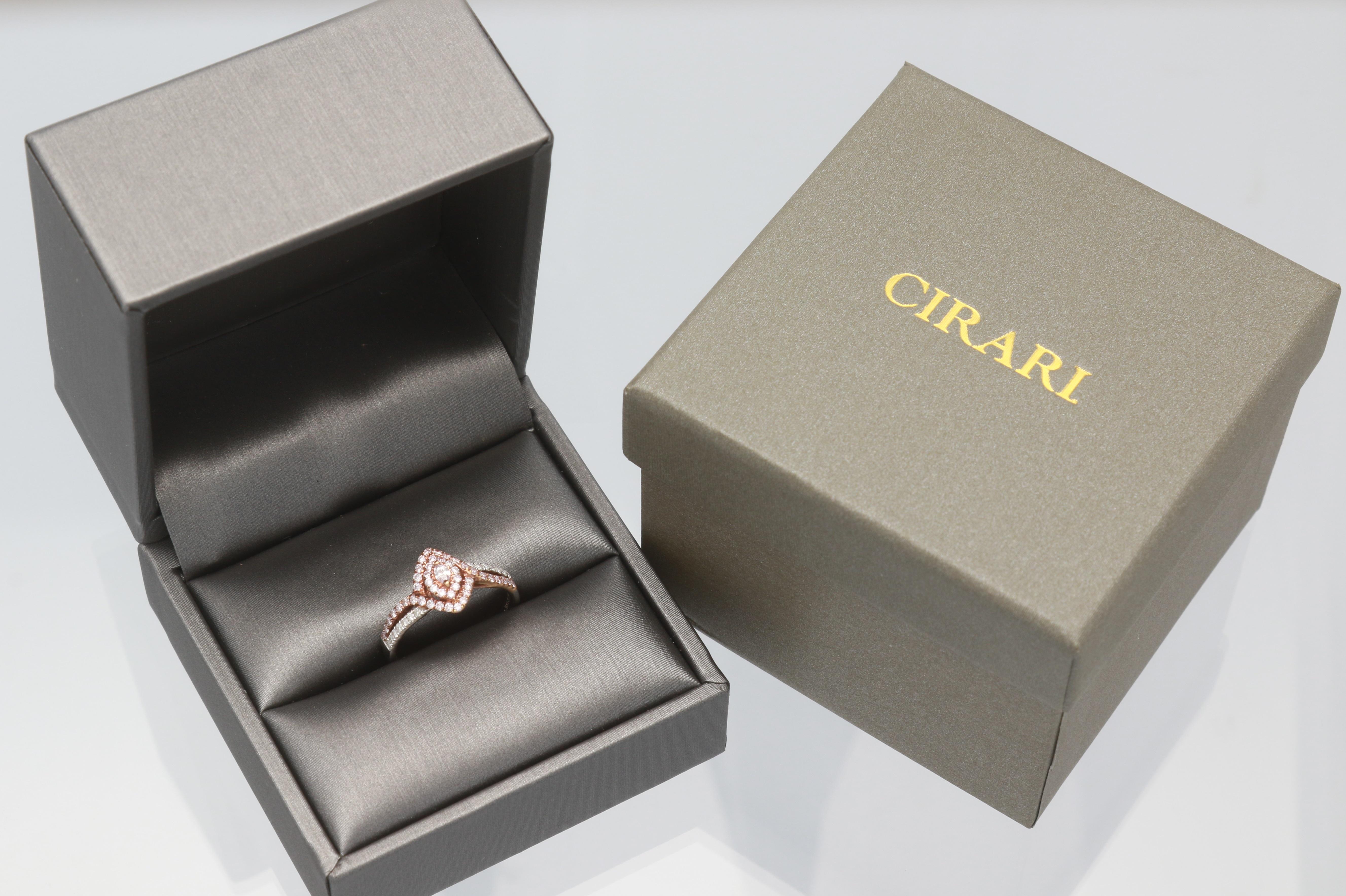 Marquise Cut GAL Certified 0.43 Carat T.W. Pink Diamond 18 Karat Two-Tone Ring