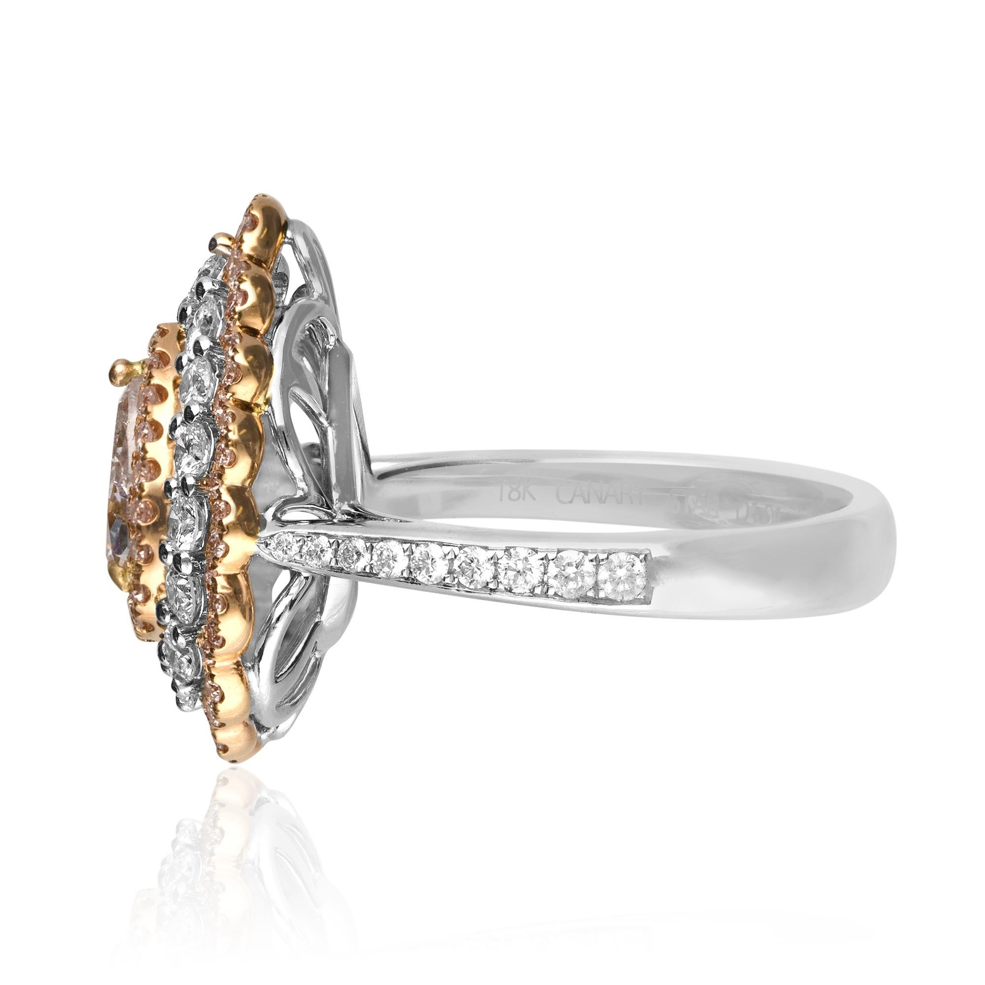 Art Deco GIA Certified 1.01 Carat Pink Diamond 18 Karat Engagement Ring