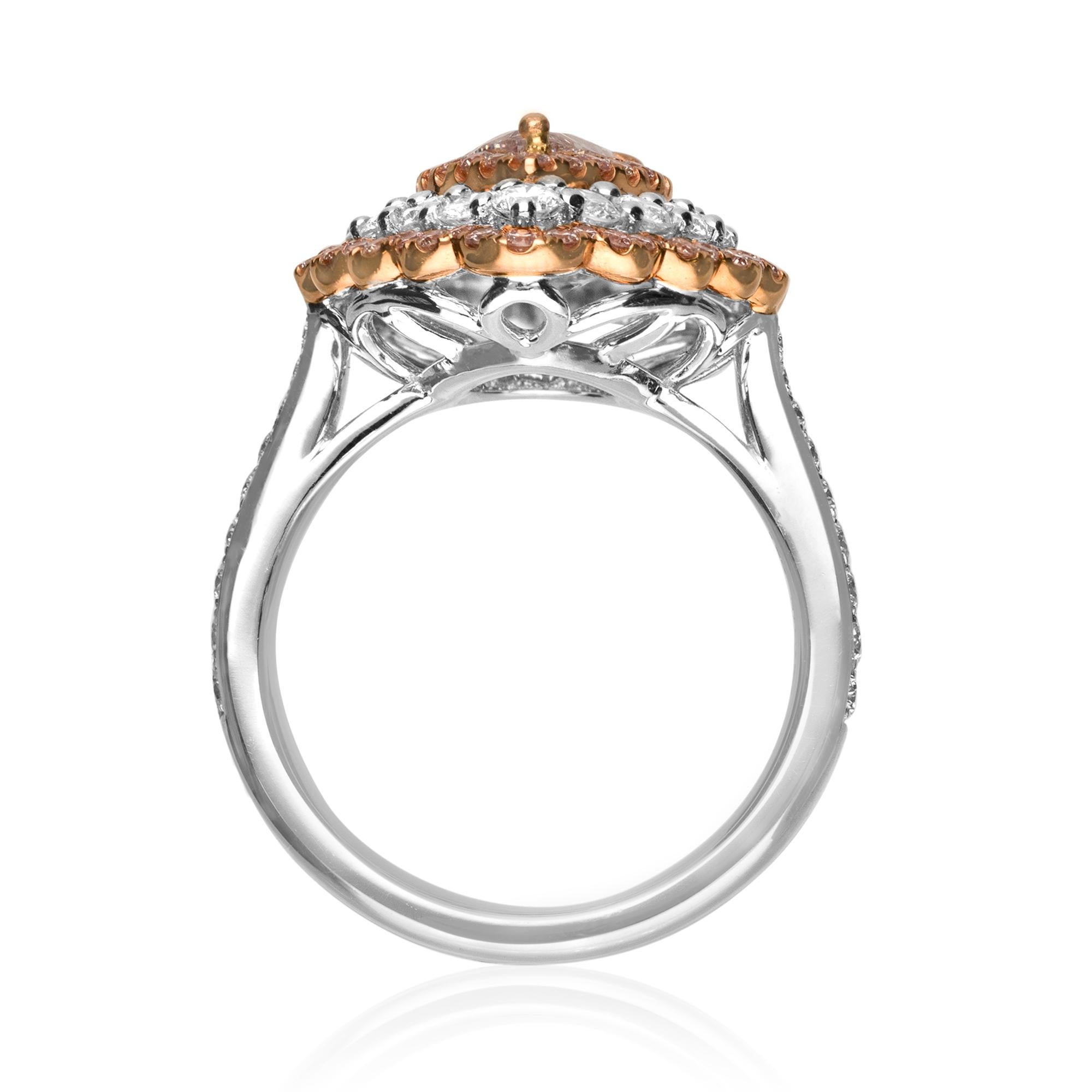 Pear Cut GIA Certified 1.01 Carat Pink Diamond 18 Karat Engagement Ring