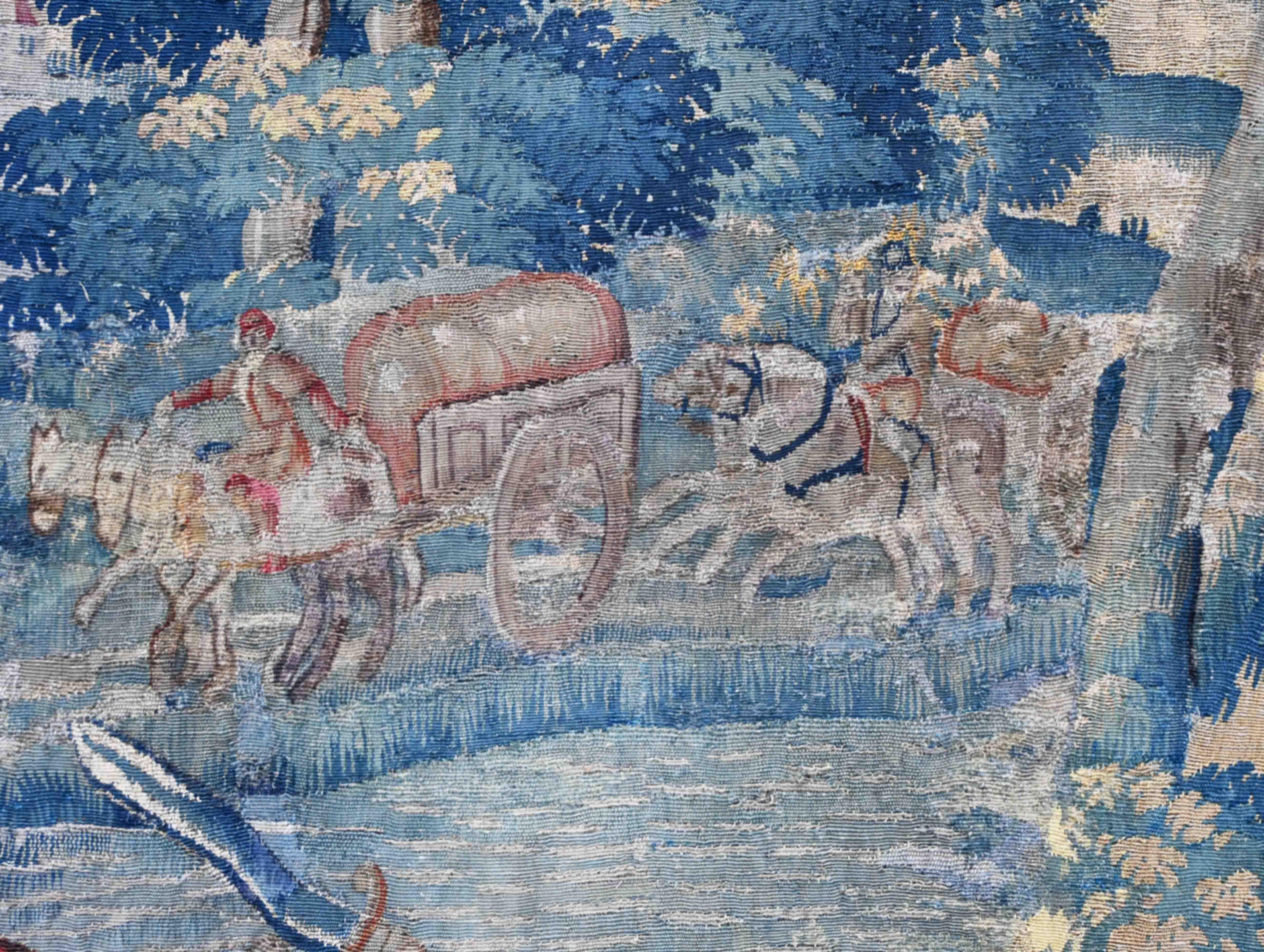 CIRCA 1590 Flämisch Brüssel Wandteppich Schloss König Heiliger Krieg Stunden Schwert Wolle Seide im Zustand „Hervorragend“ im Angebot in Paris, FR