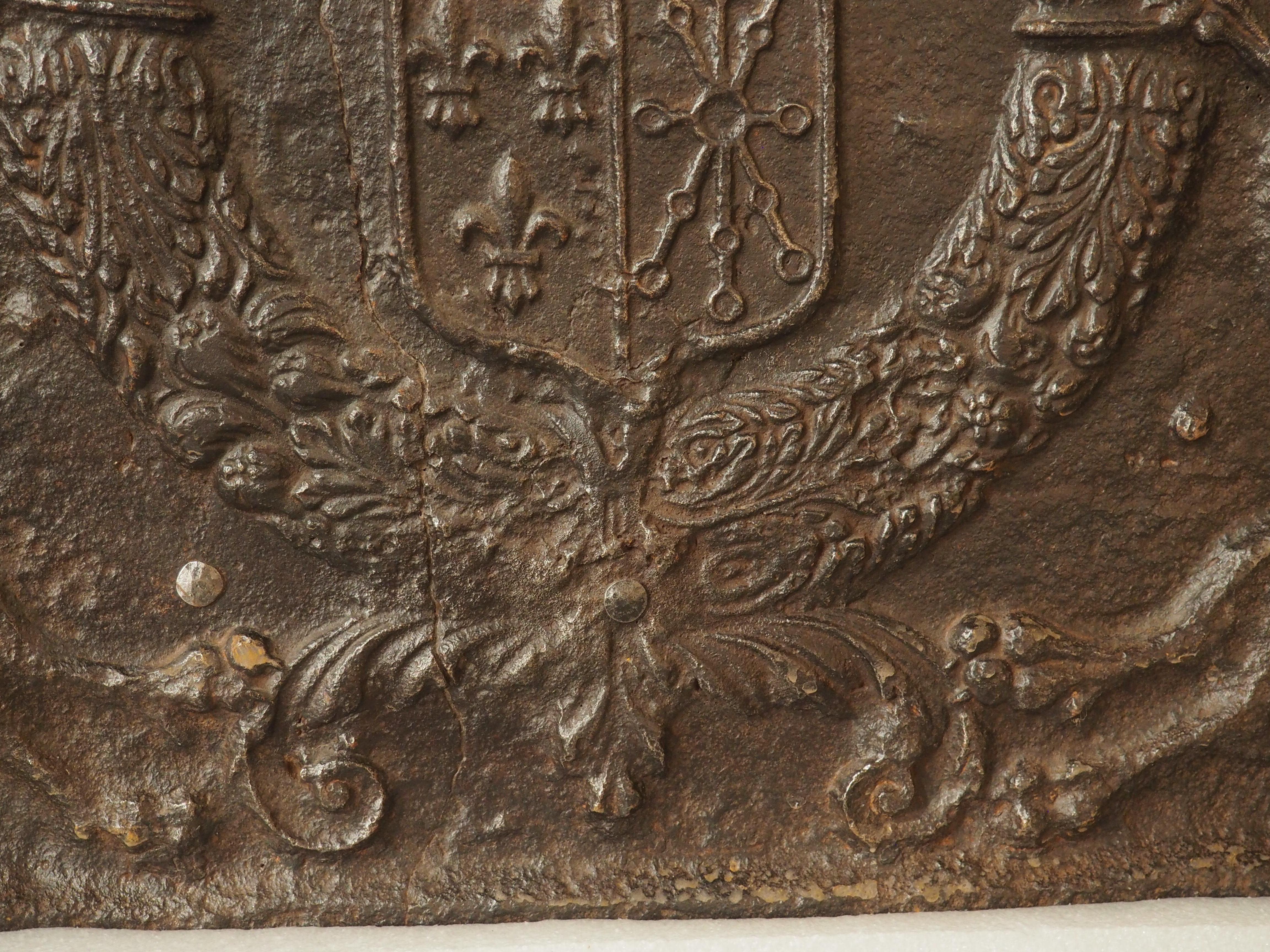 Circa 1600 French Cast Iron Fireback, the Coat of Arms of King Henry IV For Sale 6