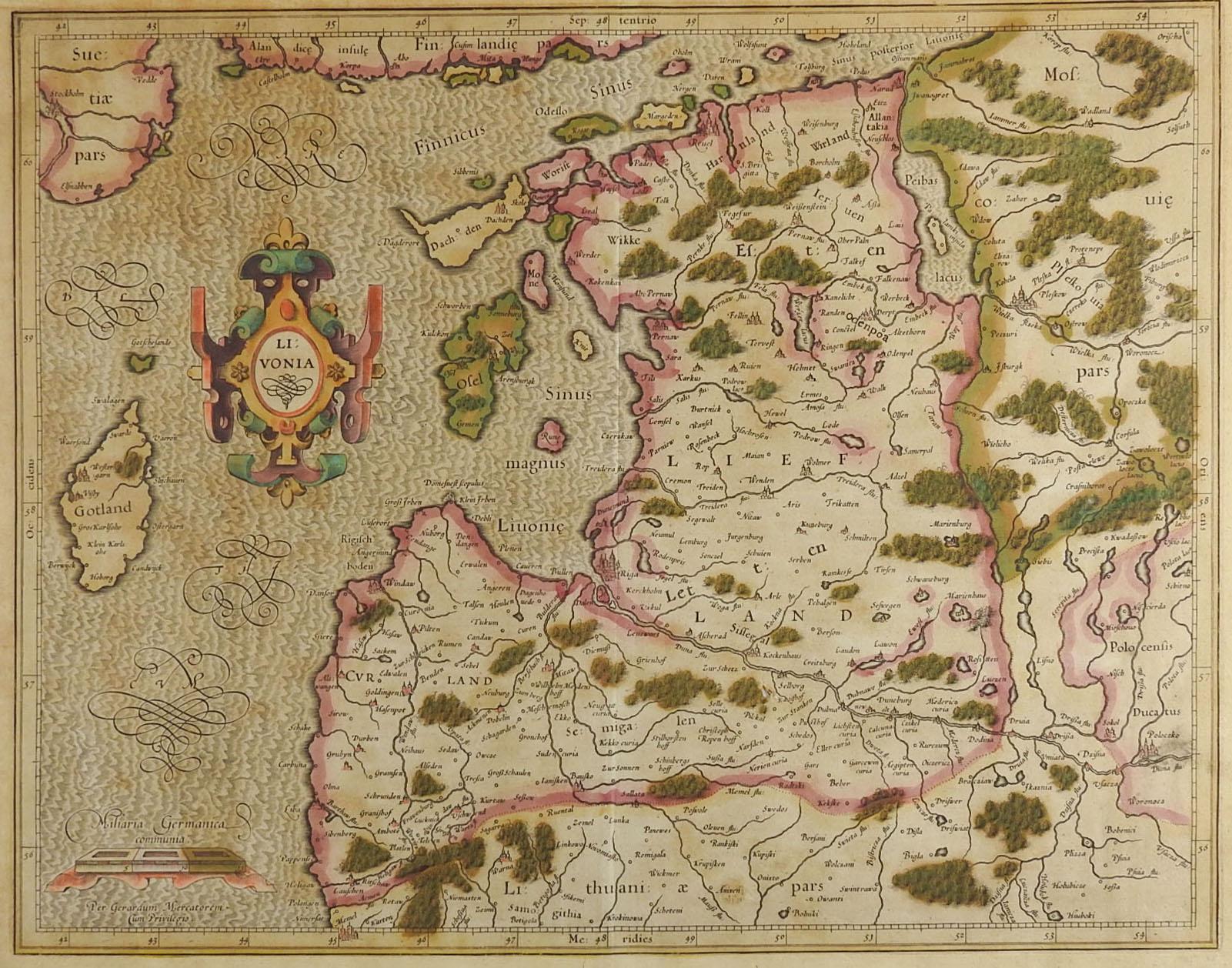 Jacobean Circa 1620 Map of Livonia Baltic States For Sale