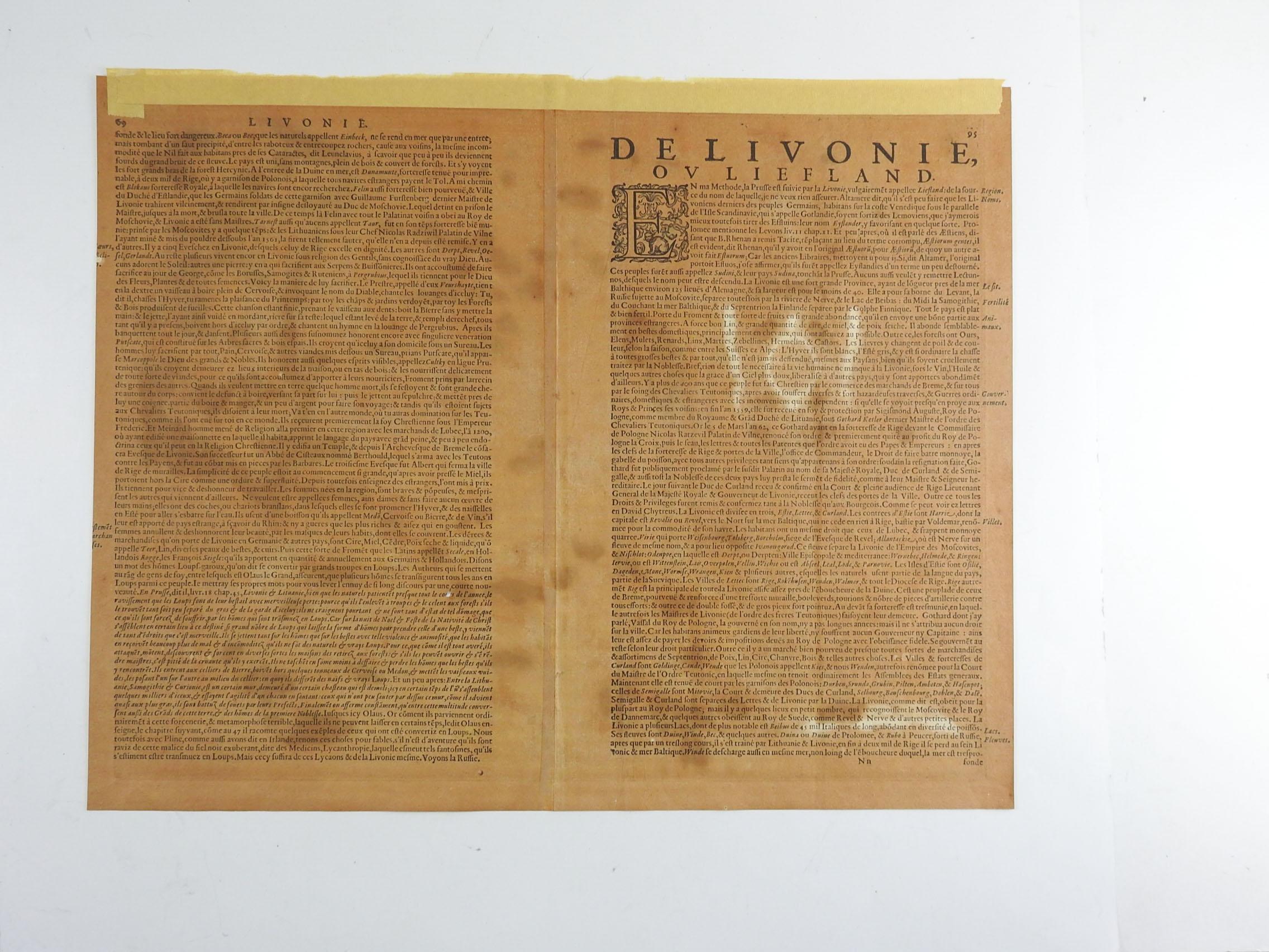 Circa 1620 Map of Livonia Baltic States In Good Condition For Sale In Seguin, TX