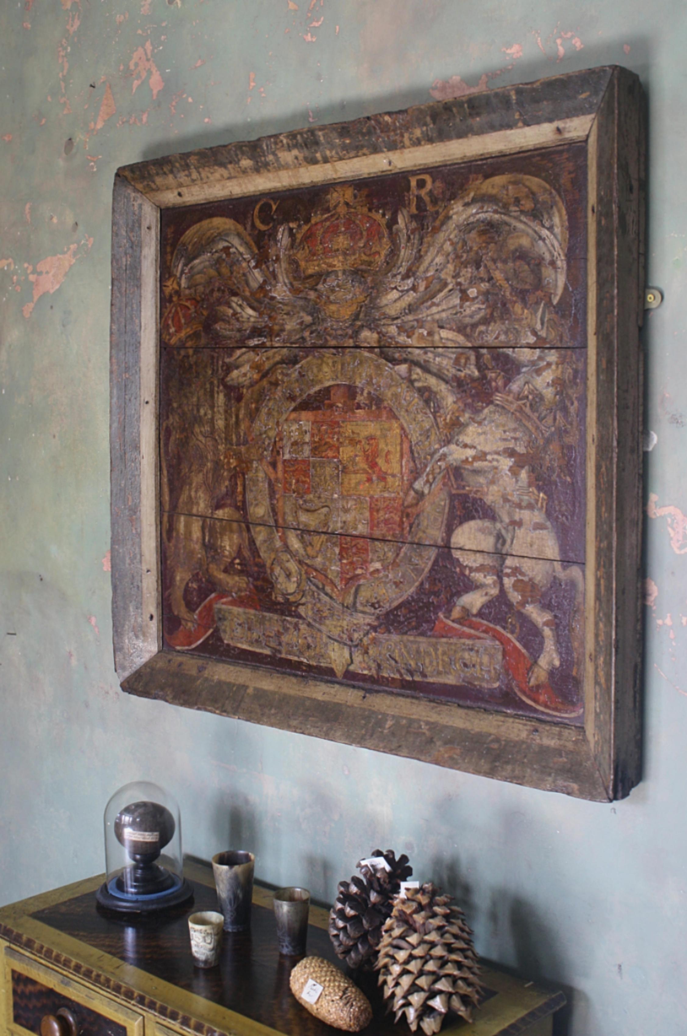 Hand-Painted House of Stuart Royal Coat of Arms Charles 1st Armorial, circa 1625-1649