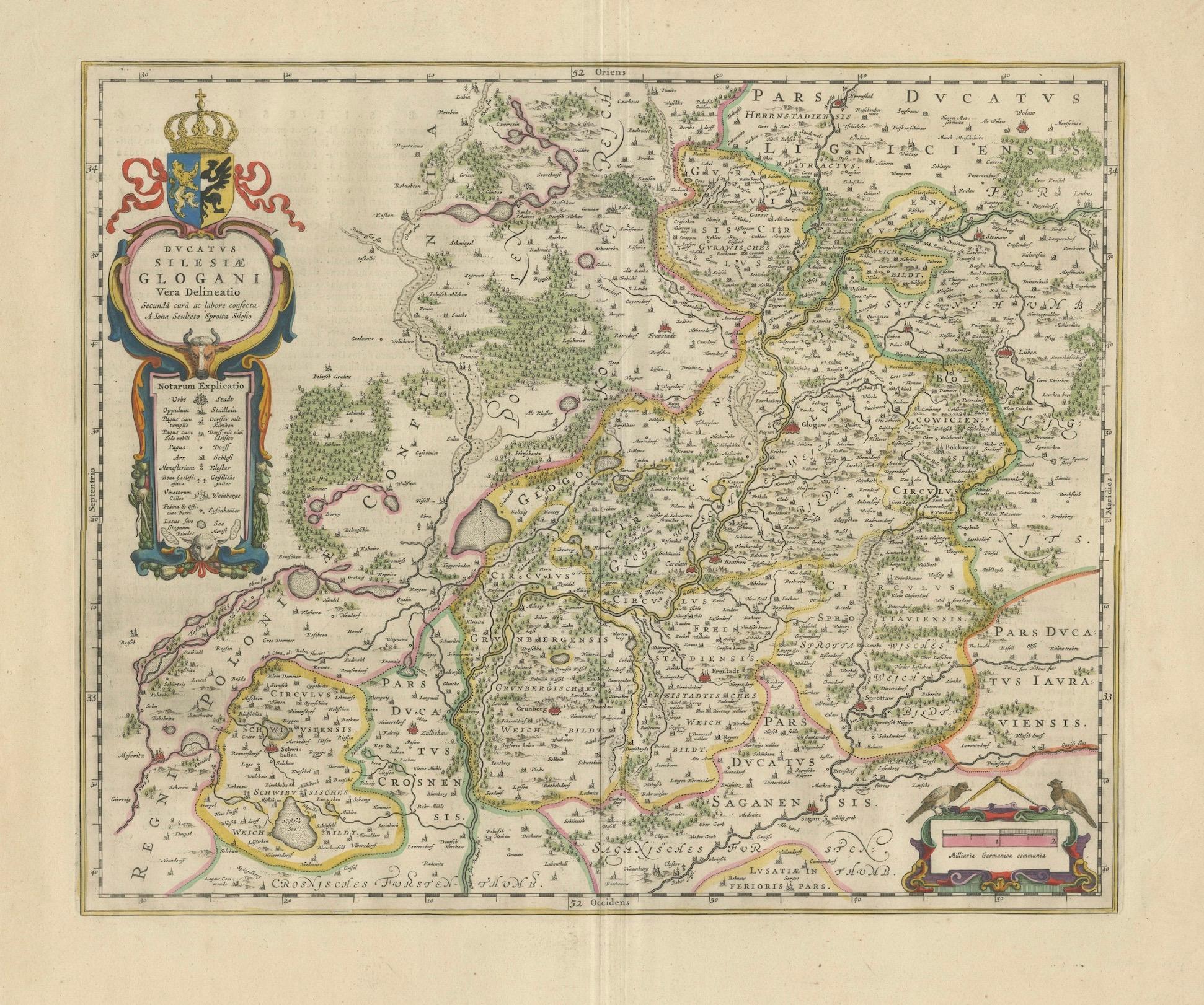 Circa 1659 Blaeu Family Map: Glogau and the Odra River Valley, Silesia

This hand-colored map from circa 1659 by the Blaeu Family, titled 