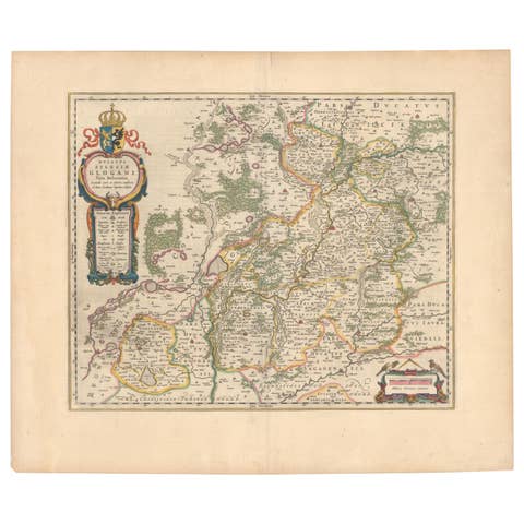 Circa 1659 Blaeu Family Map: Glogau and the Odra River Valley, Silesia