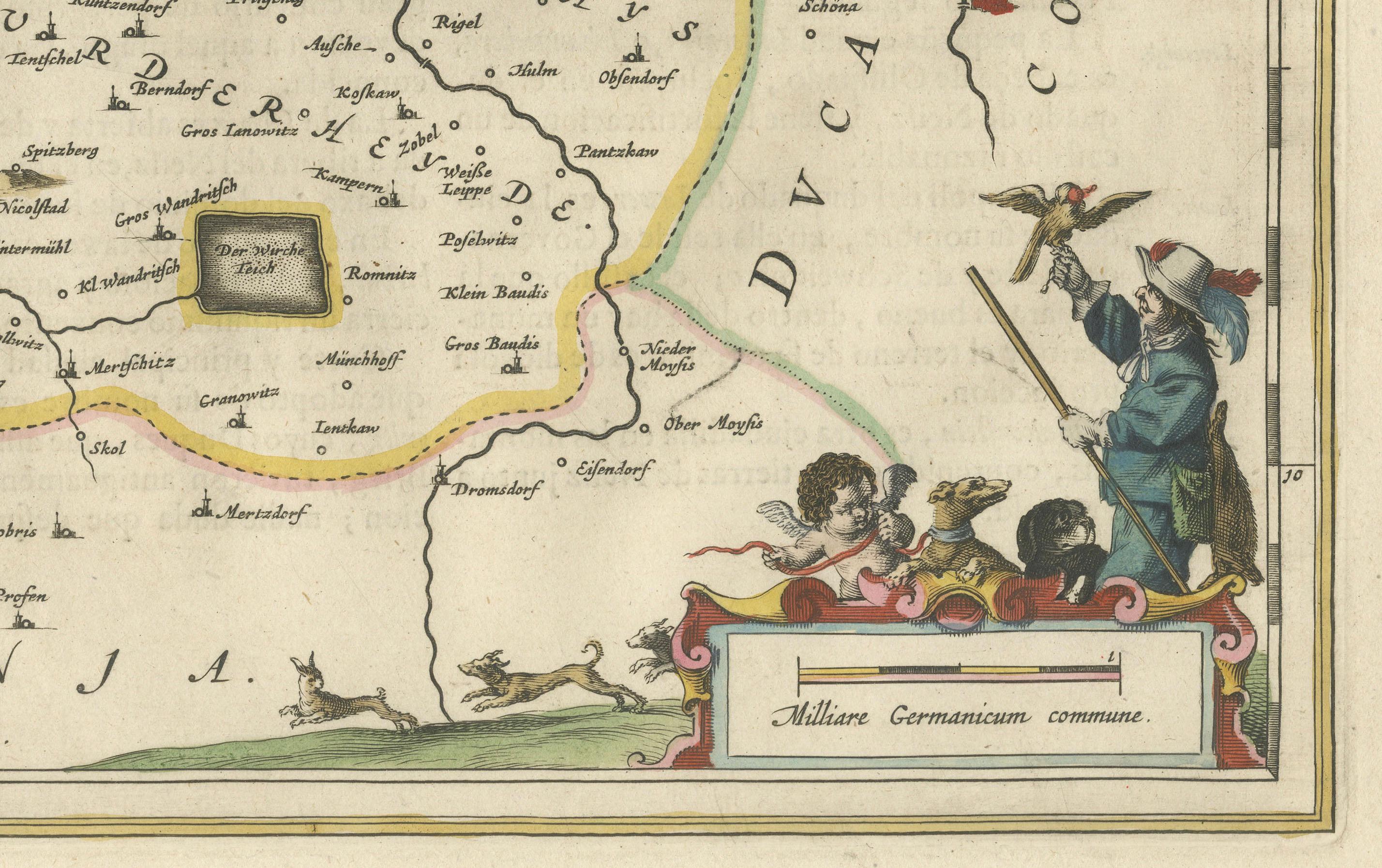 Mid-17th Century Circa 1659 Johannes Blaeu Map: Ducatus Silesiae Ligniciensis, Legnica Region For Sale