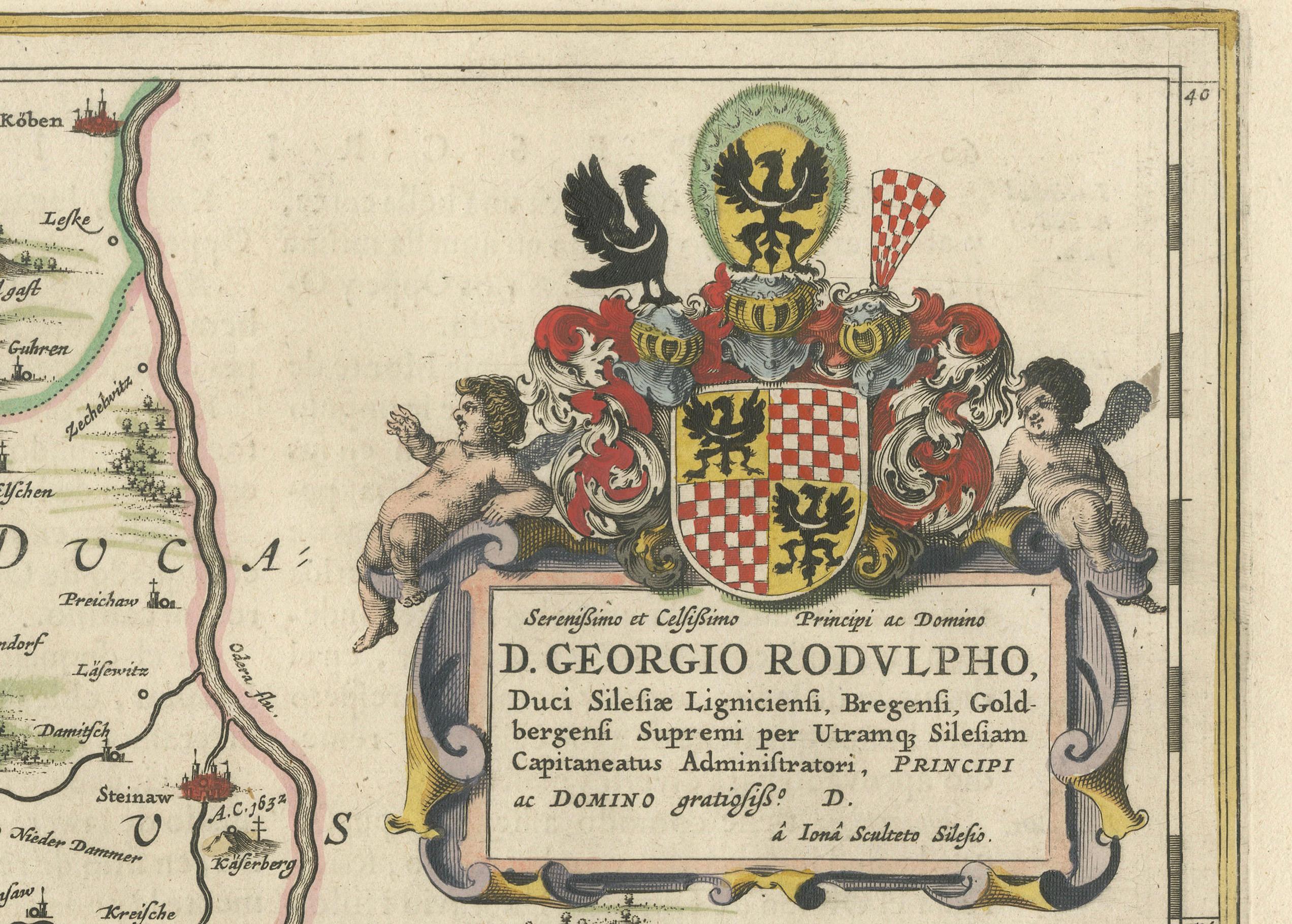 Paper Circa 1659 Johannes Blaeu Map: Ducatus Silesiae Ligniciensis, Legnica Region For Sale