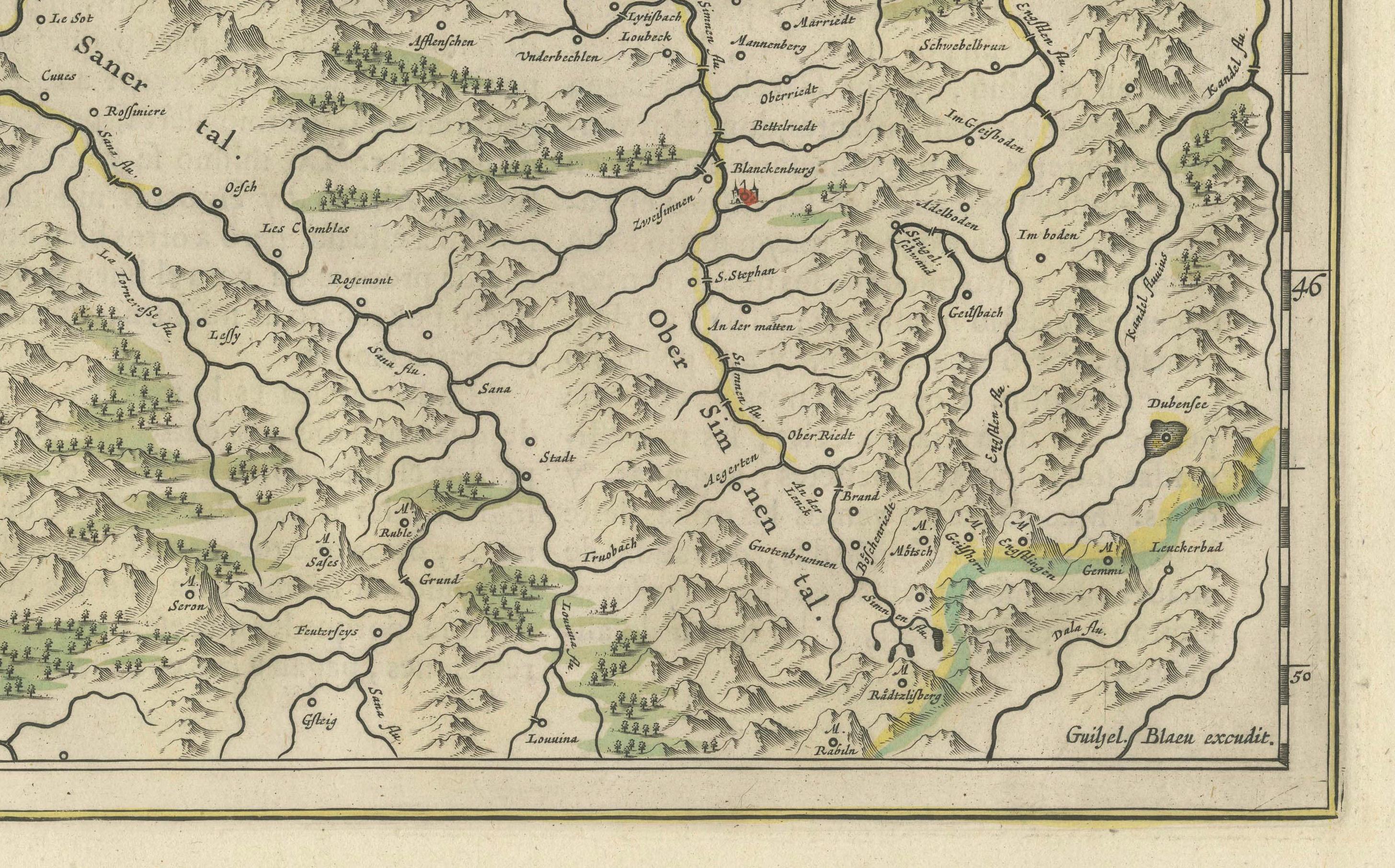 Circa 1659 Willem Blaeu Map: Southwestern Switzerland with Geneva & Lakes For Sale 1