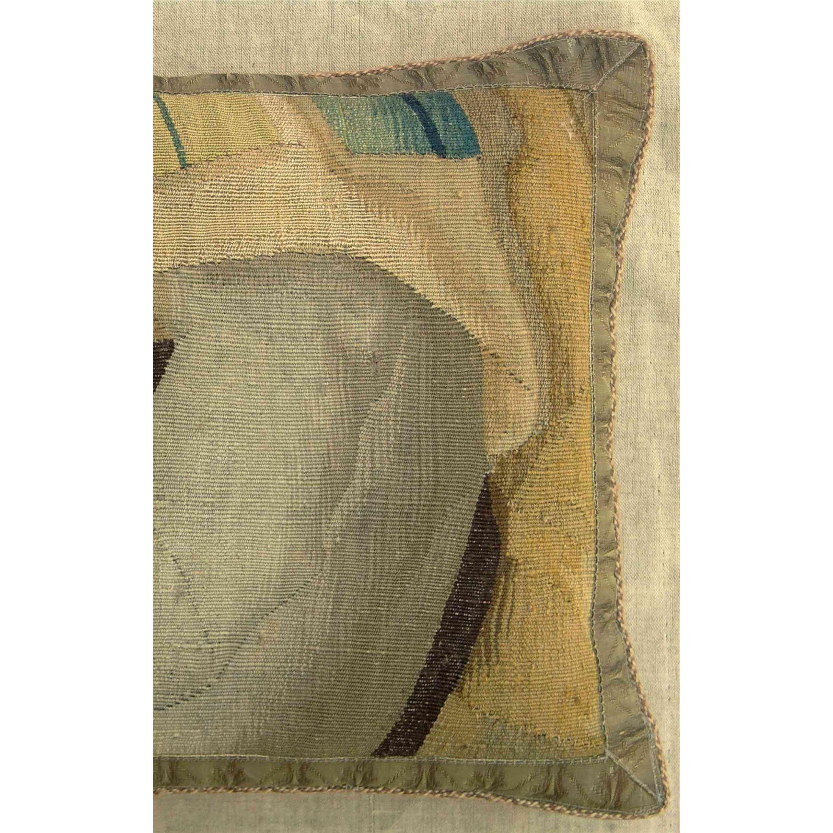Ca. 1660 Antique Flemish Tapestry Pillow
