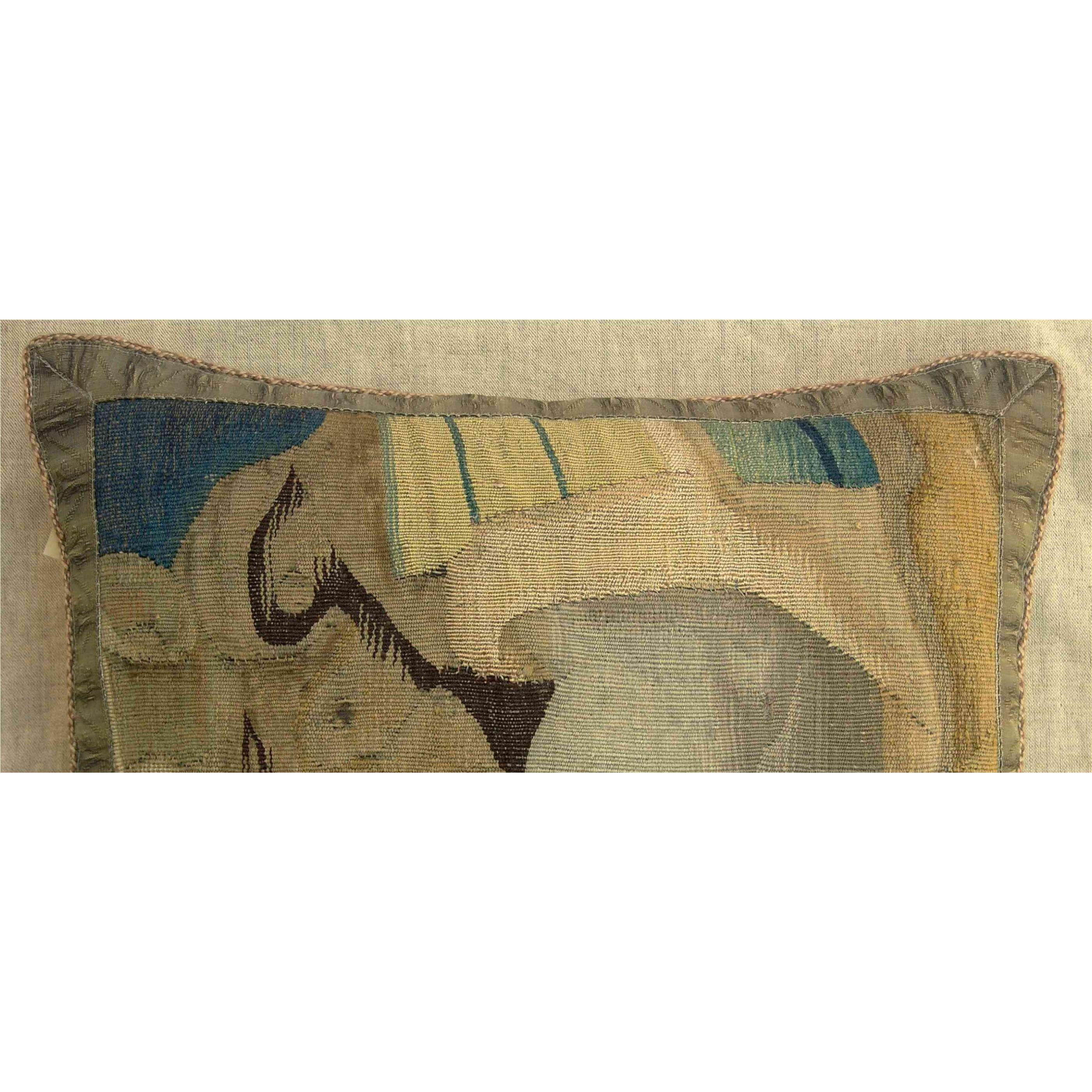 Unknown Circa 1660 Antique Flemish Tapestry Pillow For Sale
