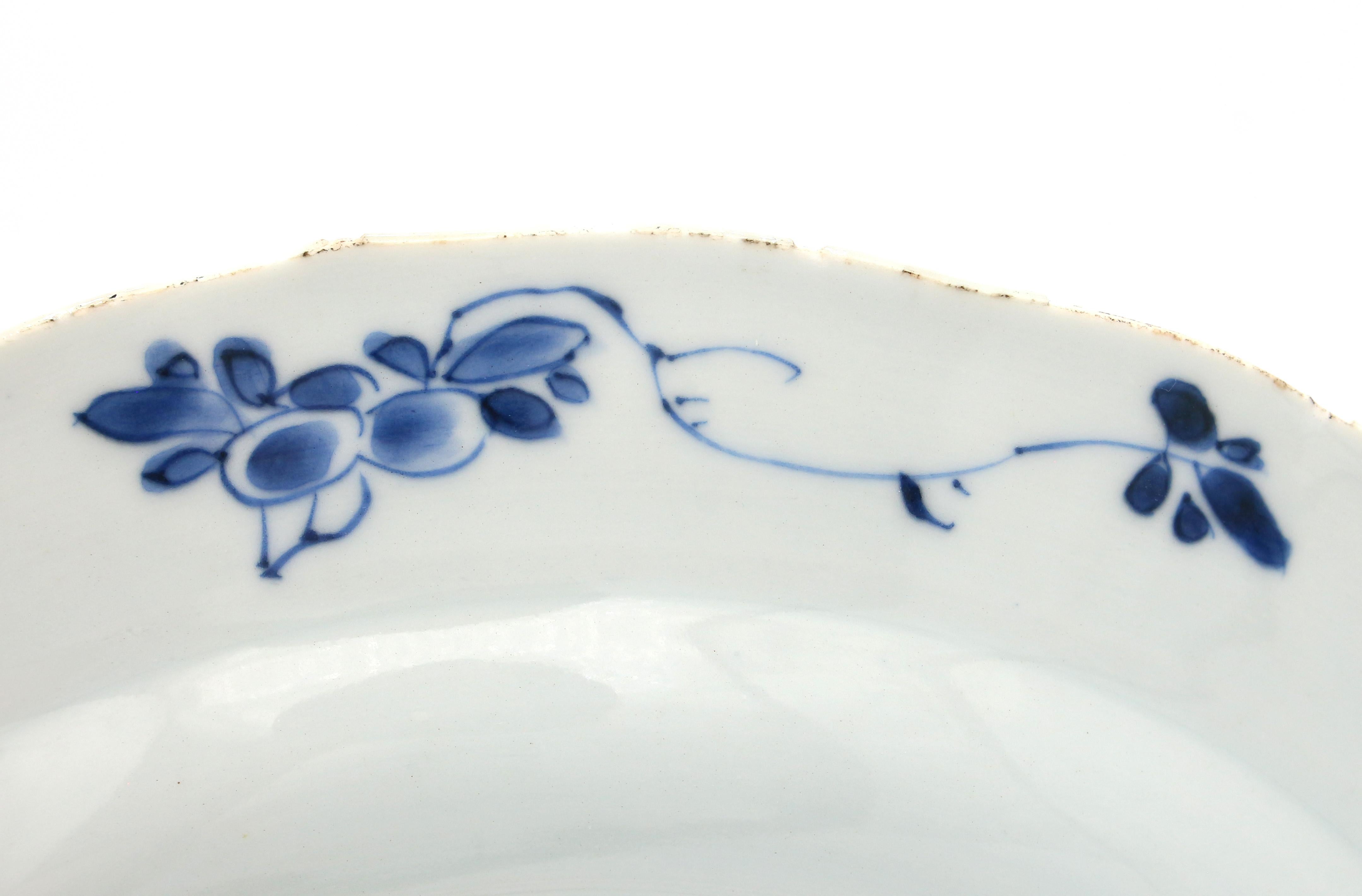 17th Century Circa 1670-1690 Chinese Export Blue & White Porcelain Plate