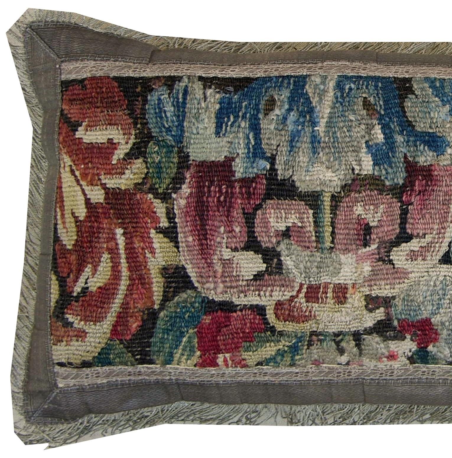 Antique Brussels Baroque Tapestry Pillow Ca. 1670