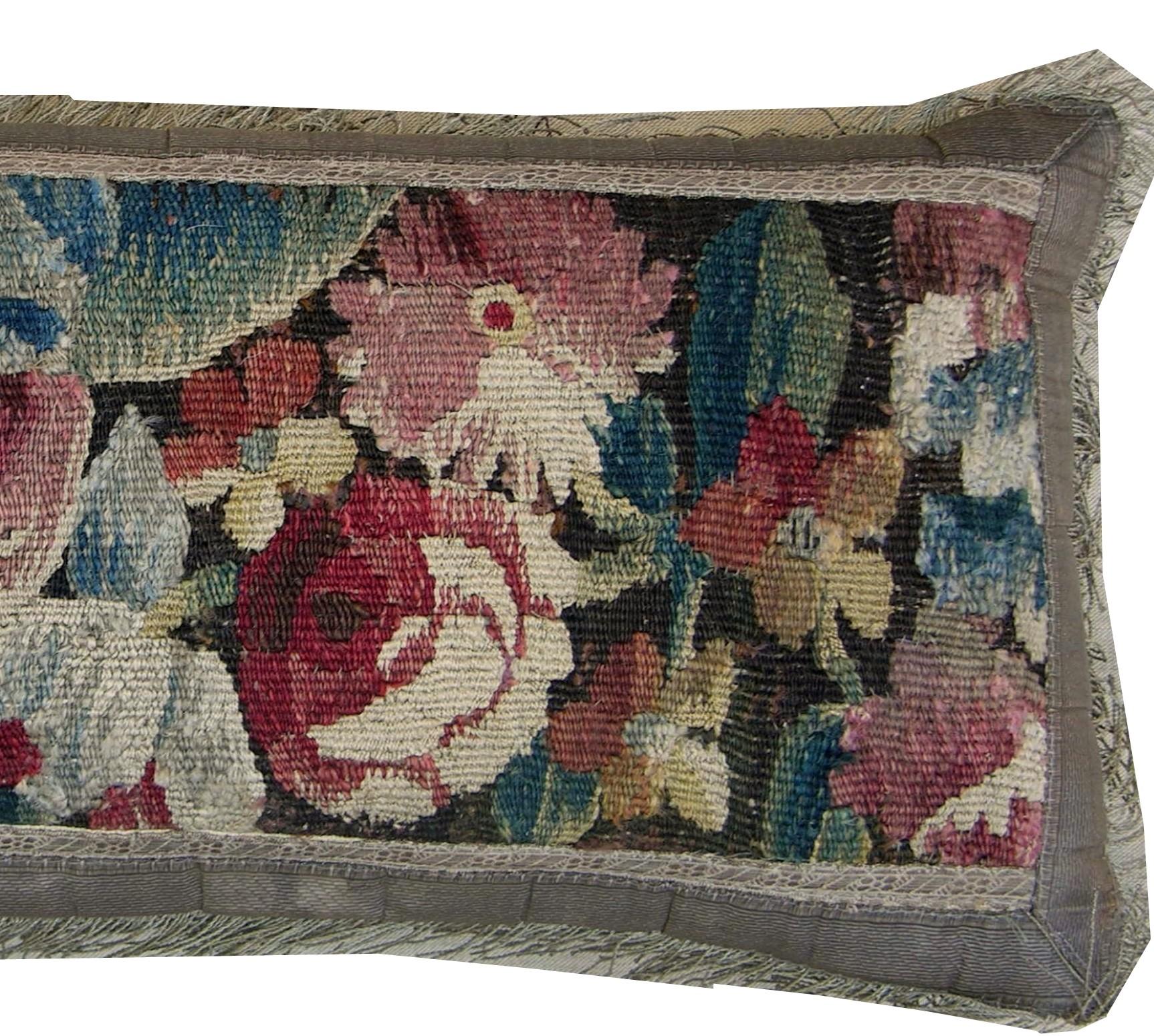 Empire Circa 1670 Antique Brussels Baroque Tapestry Pillow For Sale