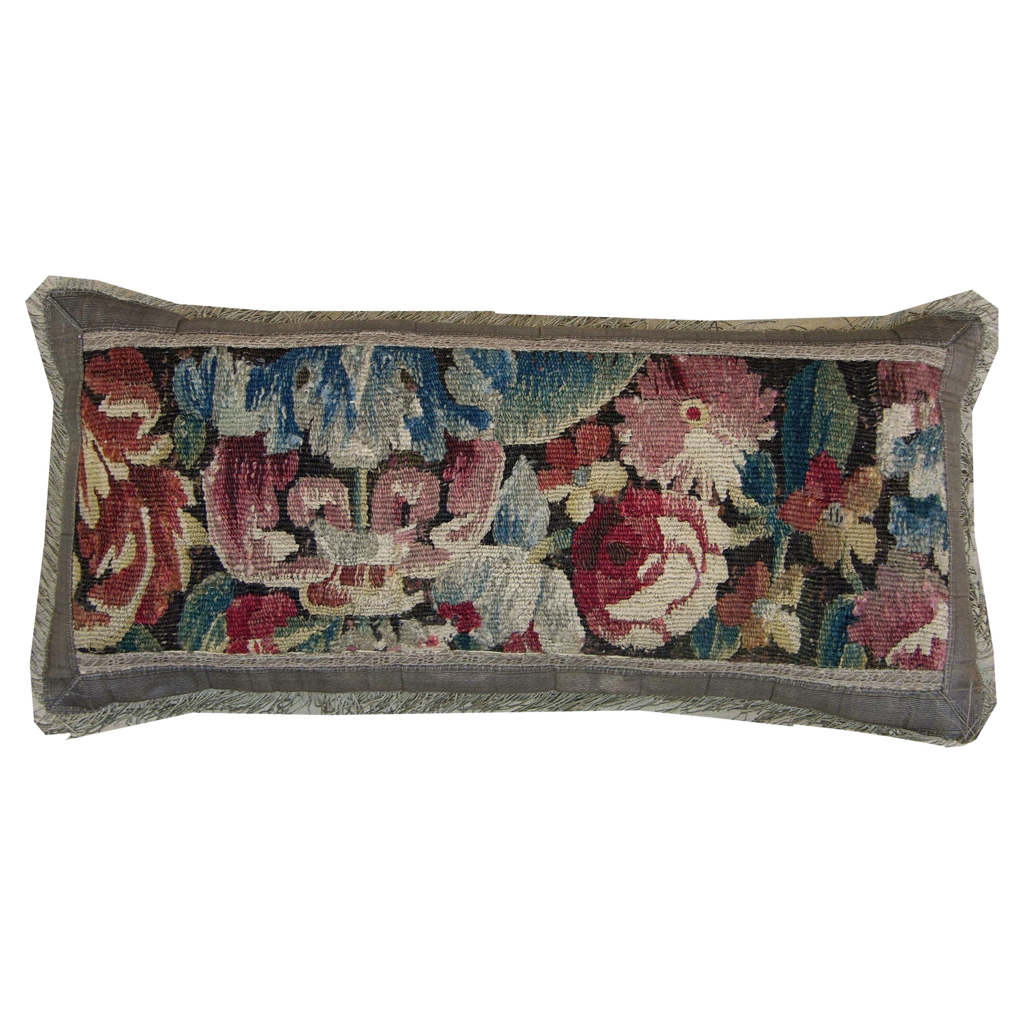 Circa 1670 Antique Brussels Baroque Tapestry Pillow For Sale