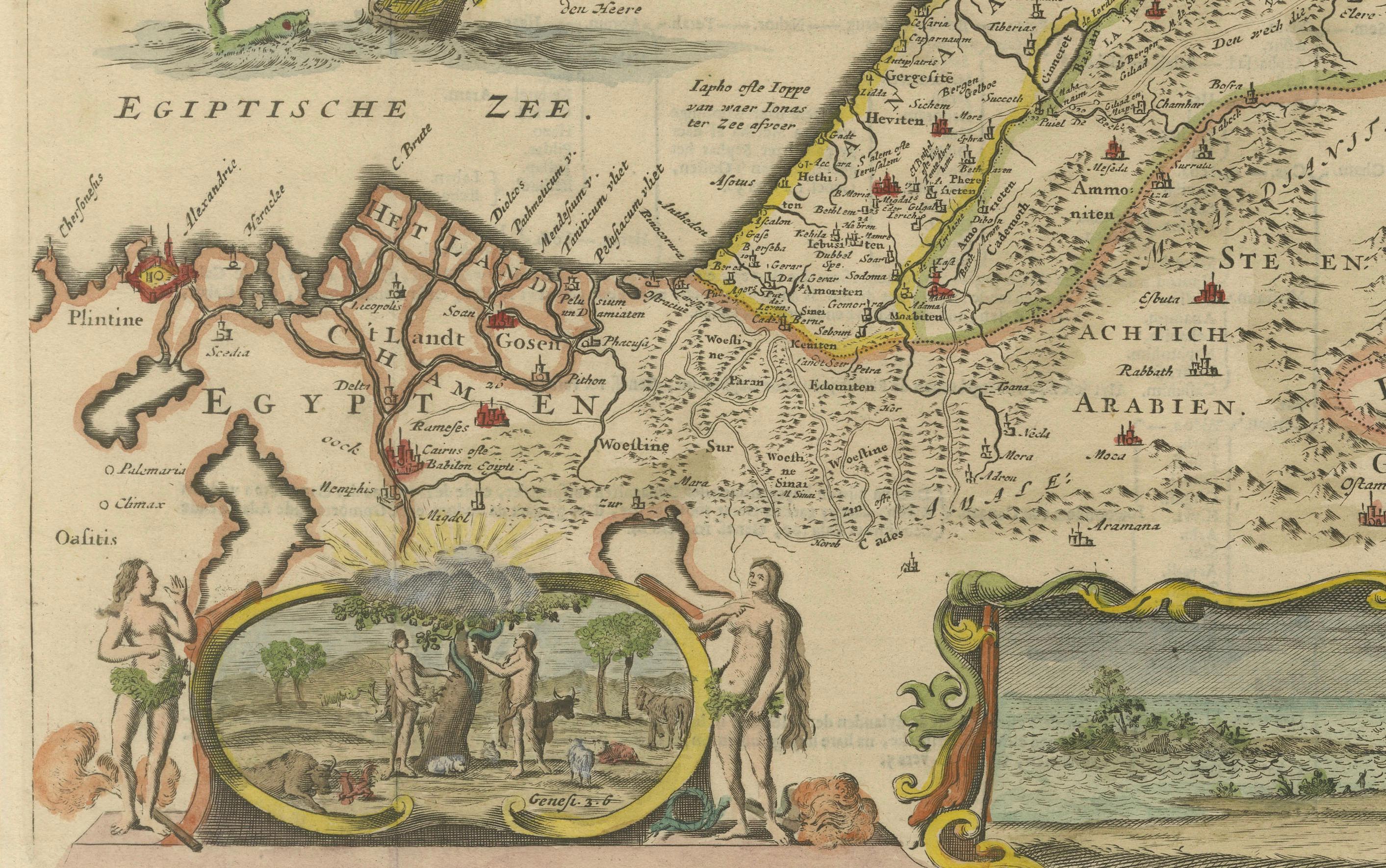 Carte de Daniel Stoopendaal datant de 1686 : Sites bibliques du Paradis à Canaan

Cette carte de Daniel Stoopendaal, datant de 1686 et colorée à la main, intitulée 