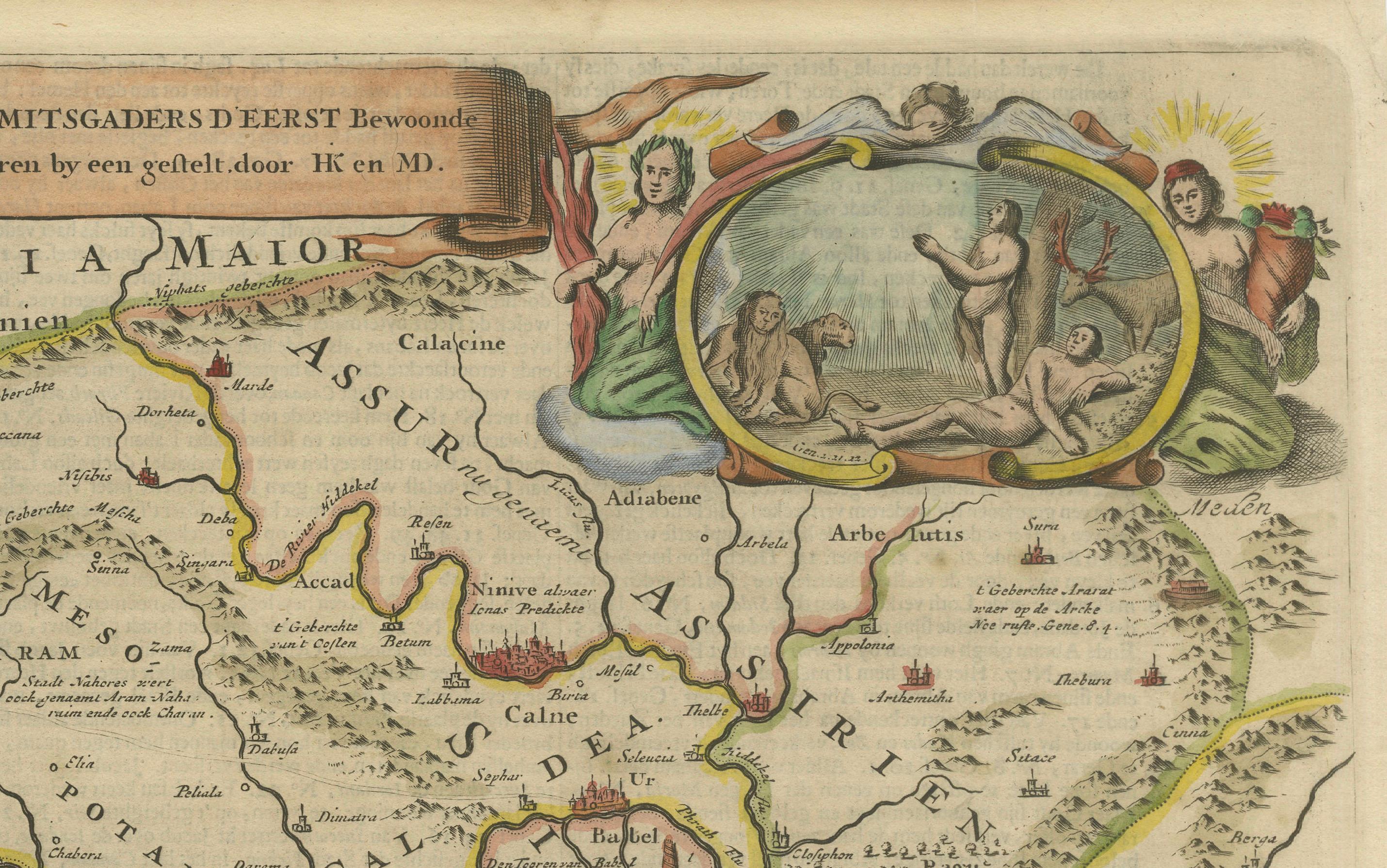 Fin du XVIIe siècle Carte de Daniel Stoopendaal datant de 1686 : Sites bibliques du Paradis à Canaan en vente