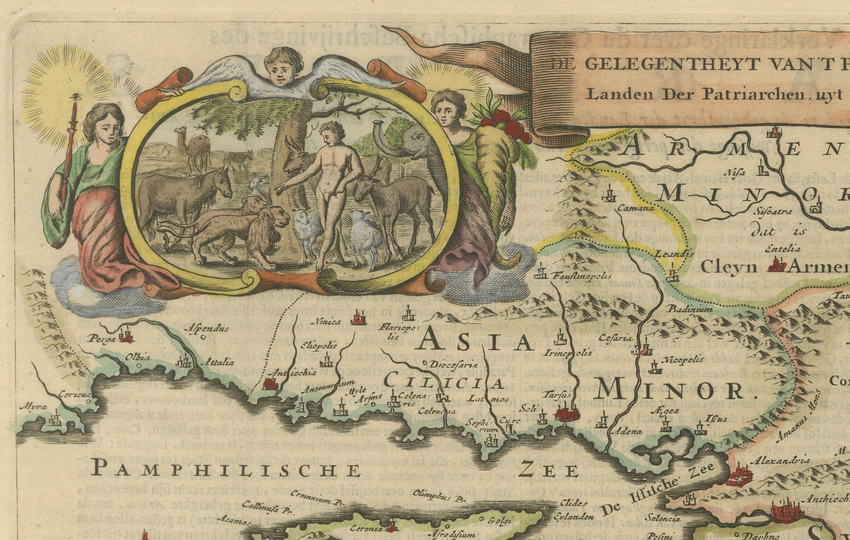 Papier Carte de Daniel Stoopendaal datant de 1686 : Sites bibliques du Paradis à Canaan en vente