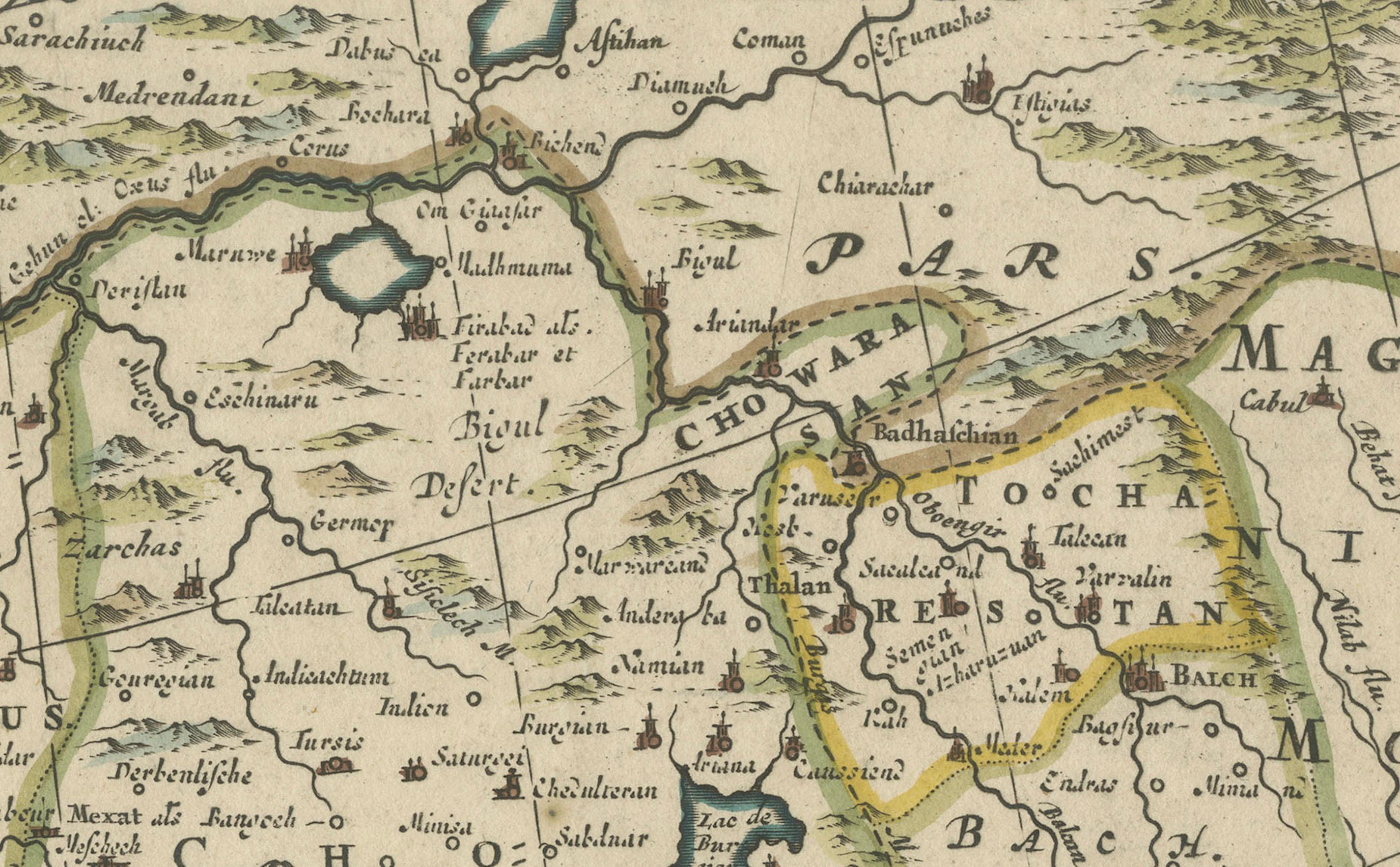 Carte de Frederick de Wit datant de 1691 : Moyen-Orient avec l'Arabie, la Perse et d'autres pays

Cette exquise carte coloriée à la main, vers 1691, par Frederick de Wit, illustre le Moyen-Orient, de la Turquie et de l'Égypte à l'Afghanistan, avec