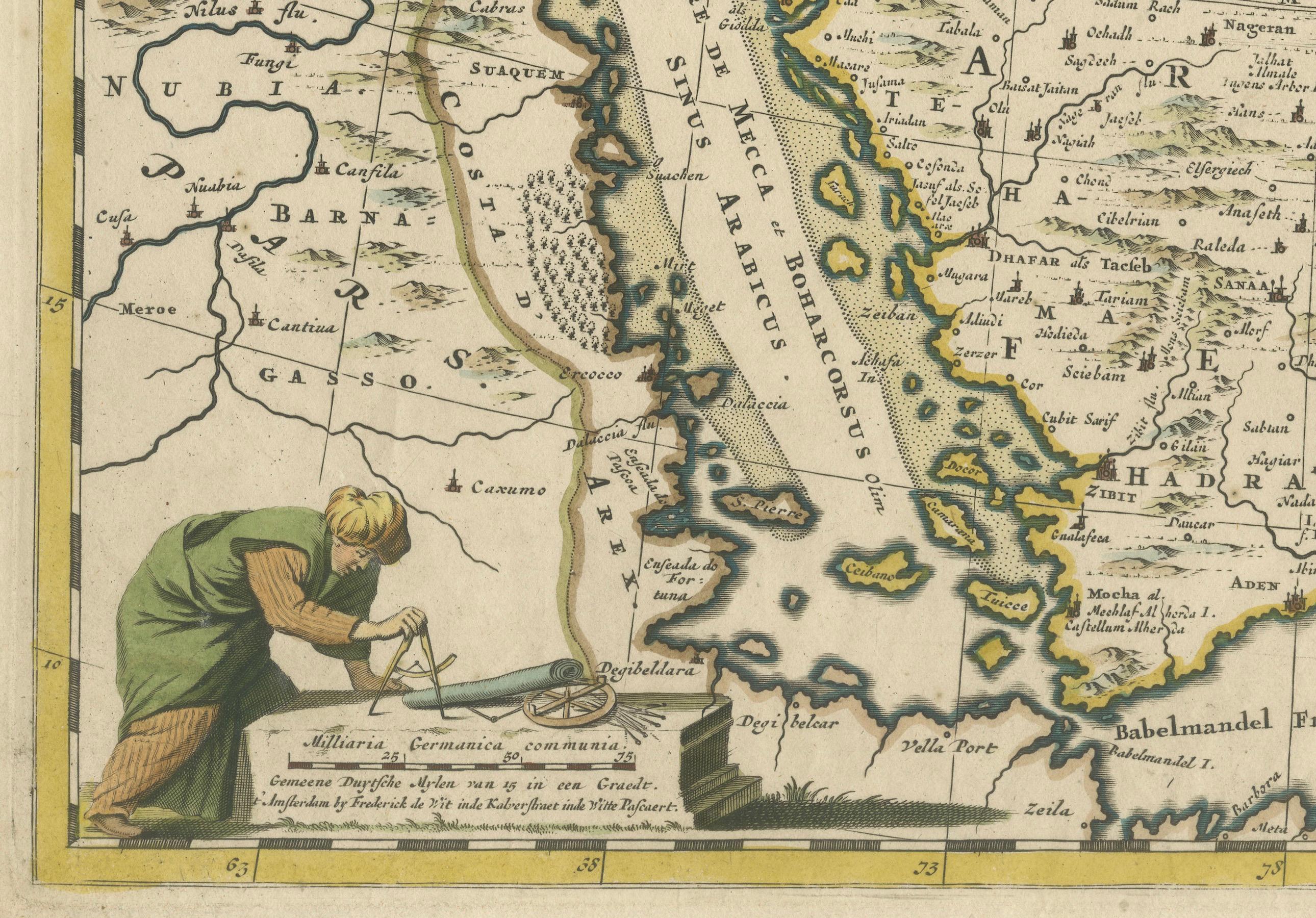Fin du XVIIe siècle Carte de Frederick de Wit datant de 1691 : Moyen-Orient avec l'Arabie, la Perse et d'autres pays en vente