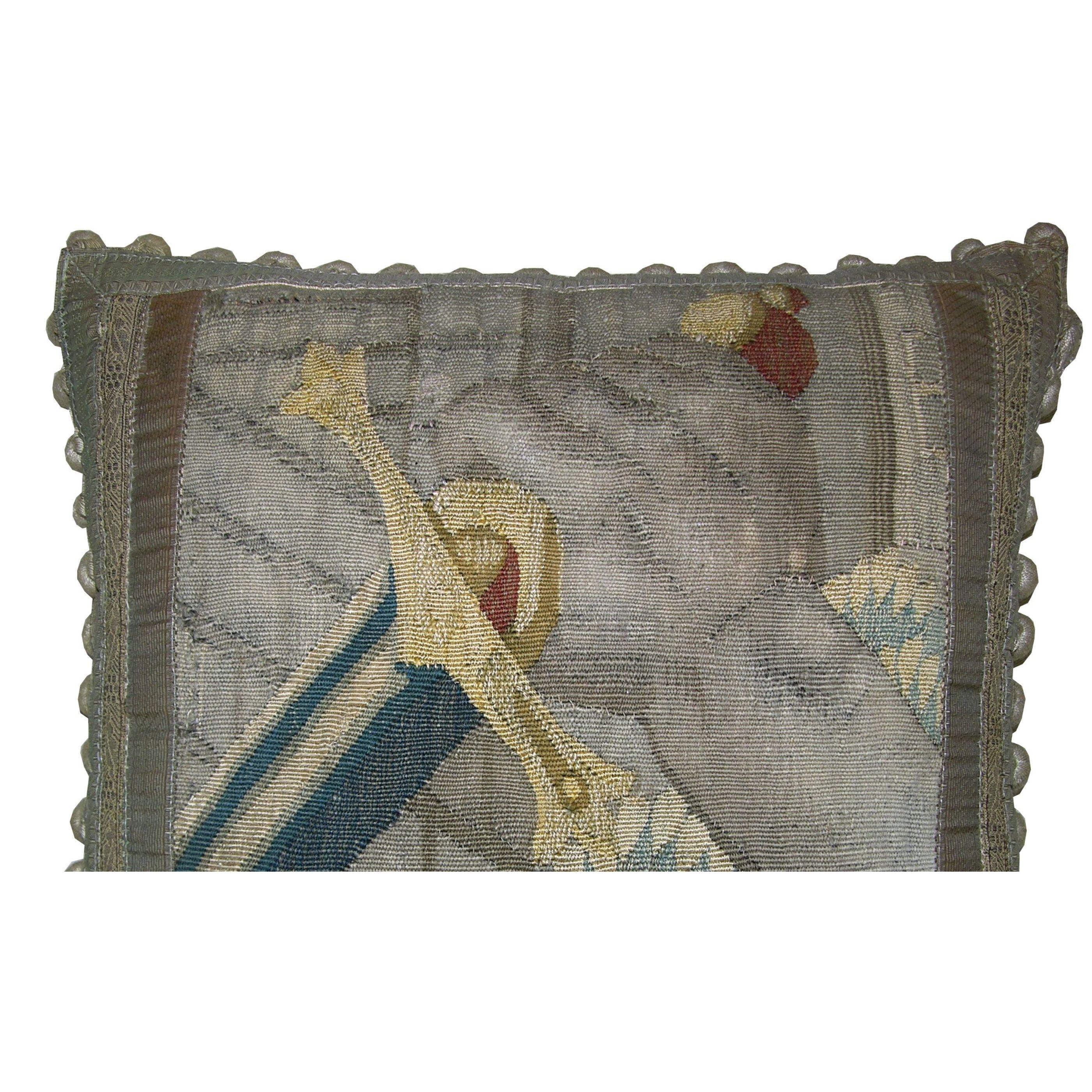 Unknown Circa 1700 Antique Brussels Baroque Tapestry Pillow For Sale
