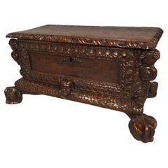 Circa 1700 Carved Chestnut Table Cassone from Northern Italy