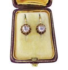 Georgian 18 Carat G-SI Rose Cut Diamond 'Day and Night' Earrings, circa 1700s