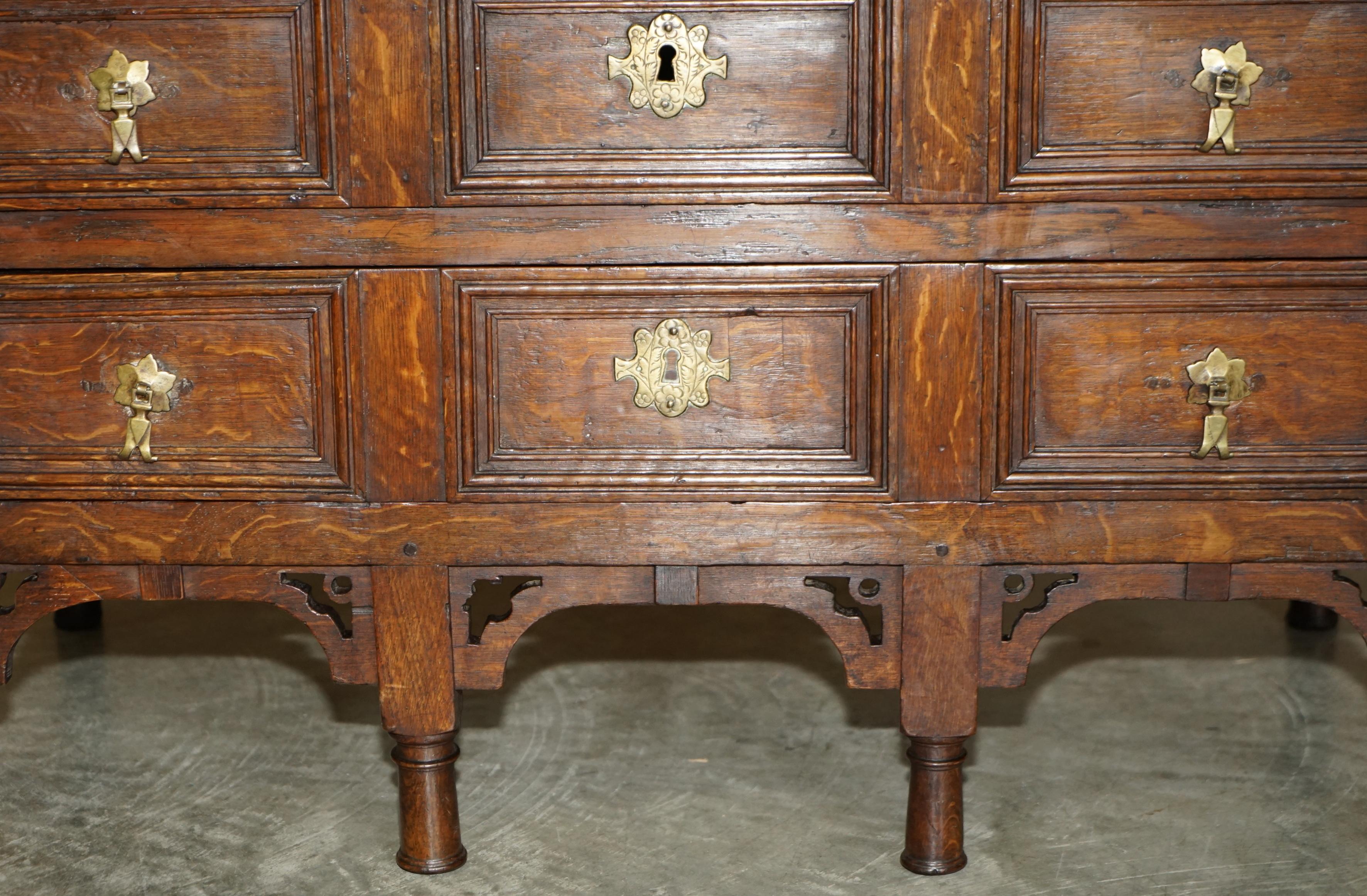 Hand-Crafted circa 1720, 1740 Antque Dutch Oak Chest of Drawers Very Fine Decorative Piece For Sale