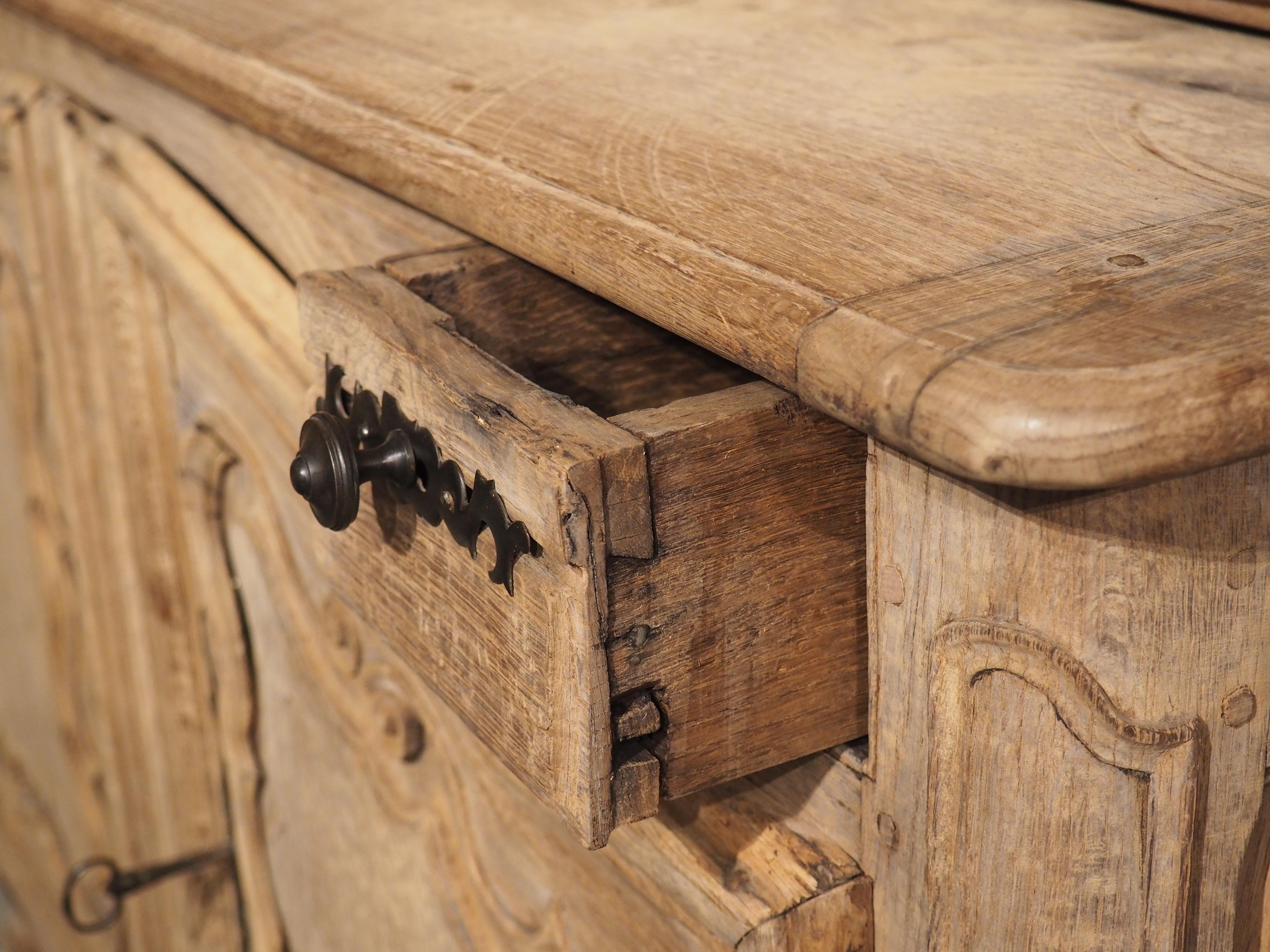 Circa 1730 Bleached Oak Buffet Deux Corps from Laval, France For Sale 9