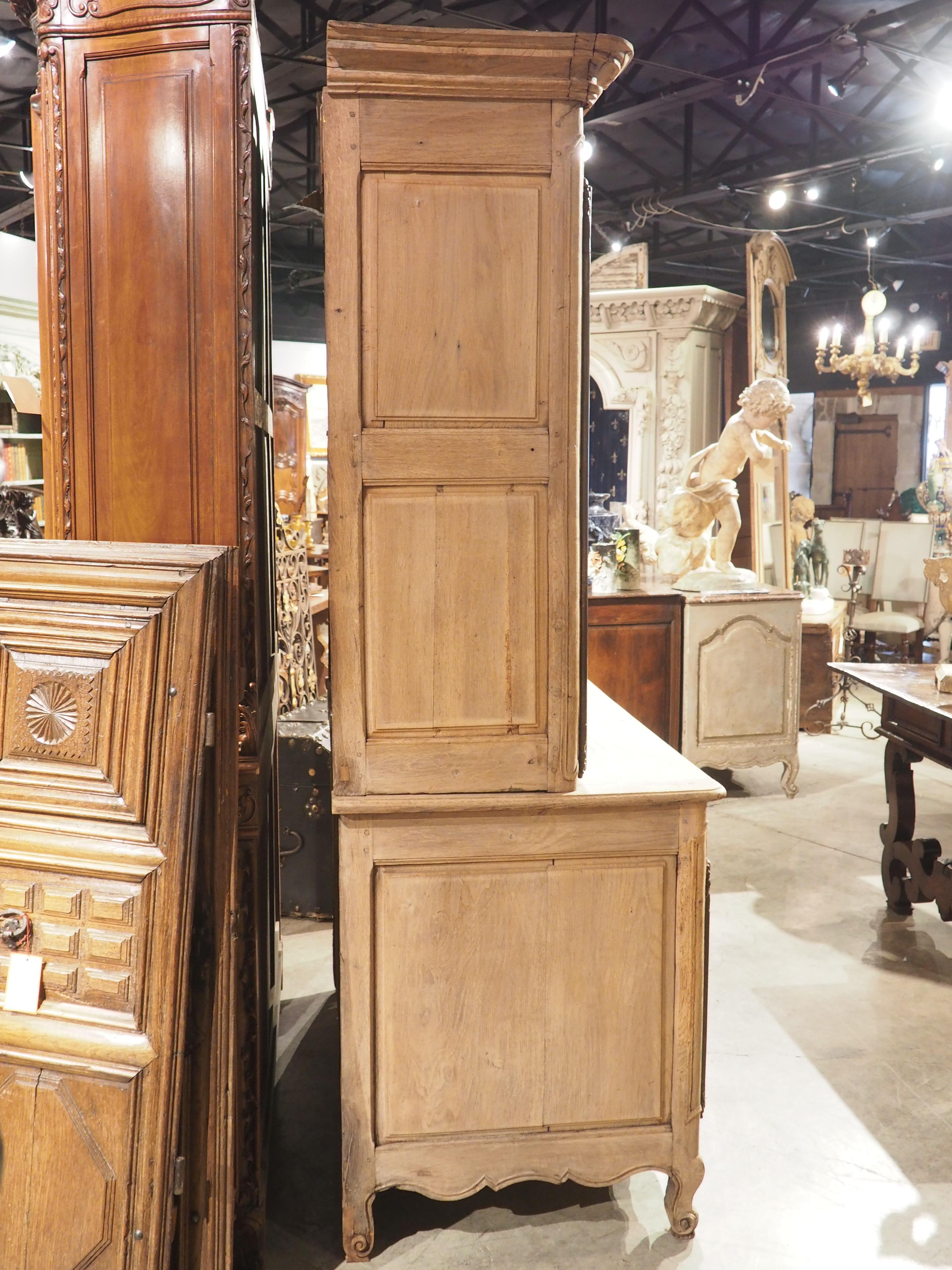 Circa 1730 Bleached Oak Buffet Deux Corps from Laval, France For Sale 1