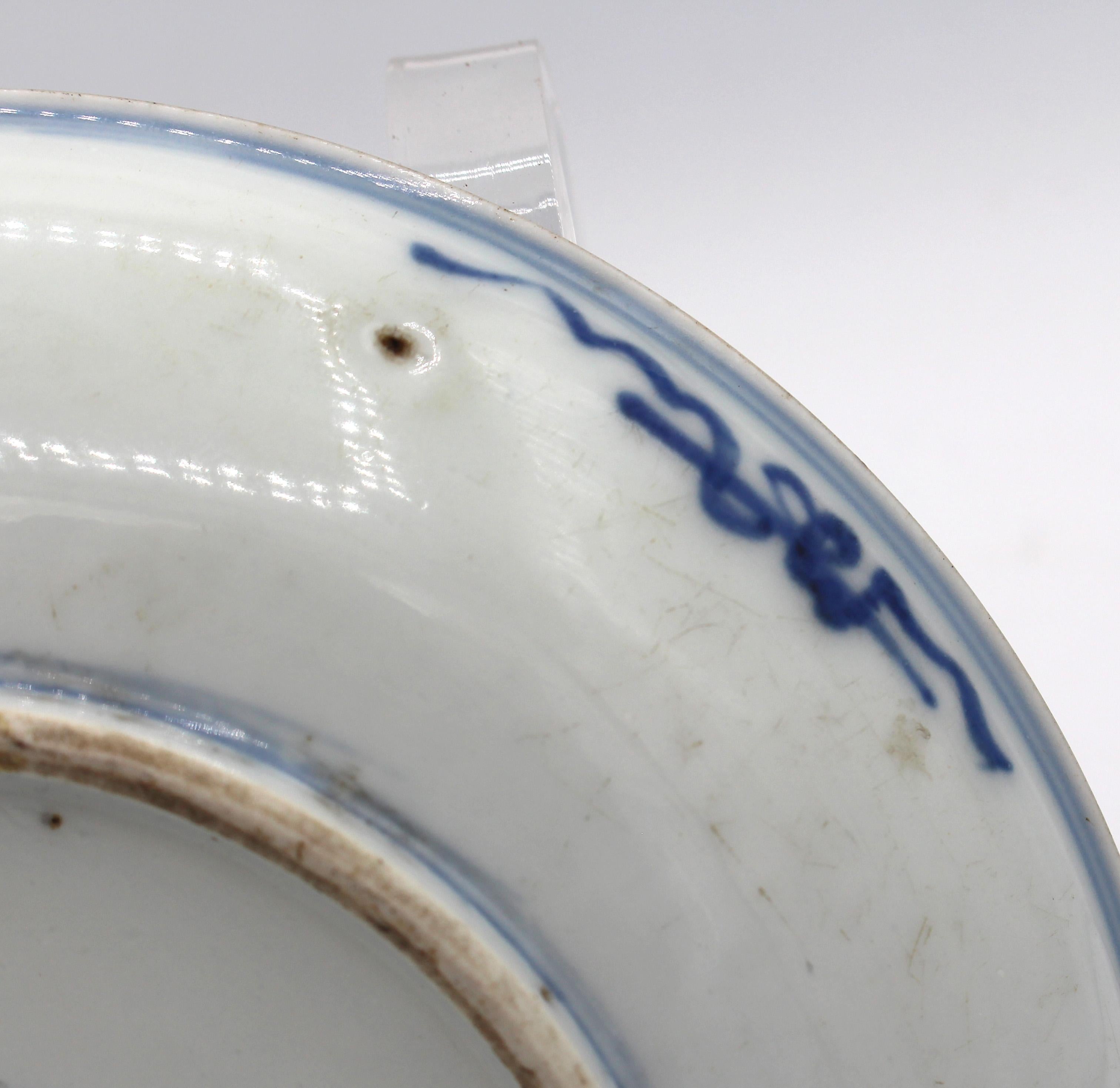 Chinese Circa 1736-1795 or Earlier Dehua Kiln Blue & White Porcelain Dish