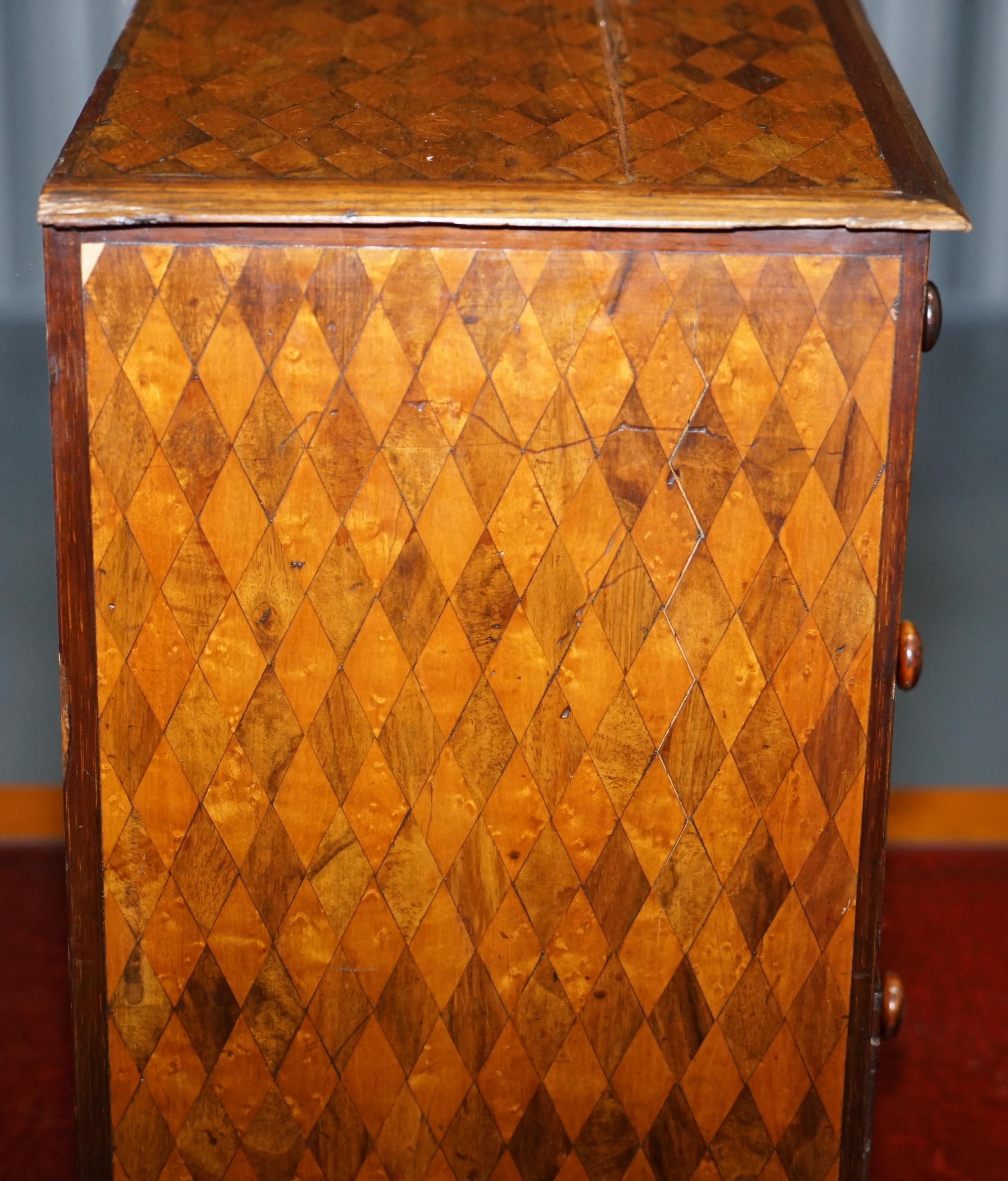 Continental Mahogany & Satinwood Parquetry Miniature Chest of Drawers circa 1740 7