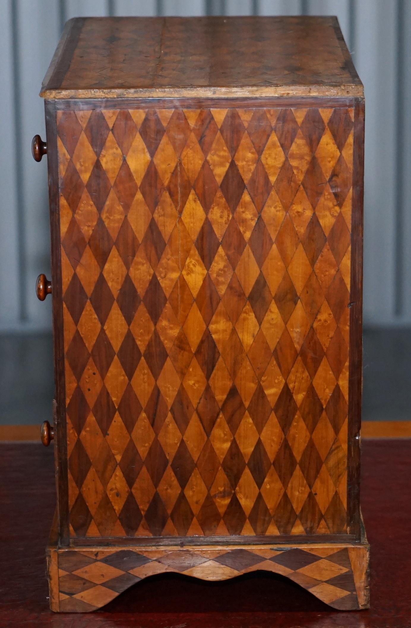 Continental Mahogany & Satinwood Parquetry Miniature Chest of Drawers circa 1740 10