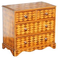 Antique Continental Mahogany & Satinwood Parquetry Miniature Chest of Drawers circa 1740