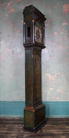 George II Thomas Haley Green Chinoiserie Long Case Clock, circa 1740