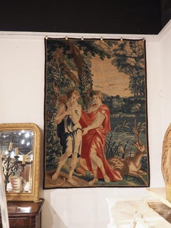 circa 1750 Aubusson Tapestry Fragment with Diana, Apollo, and Acteon as a Stag