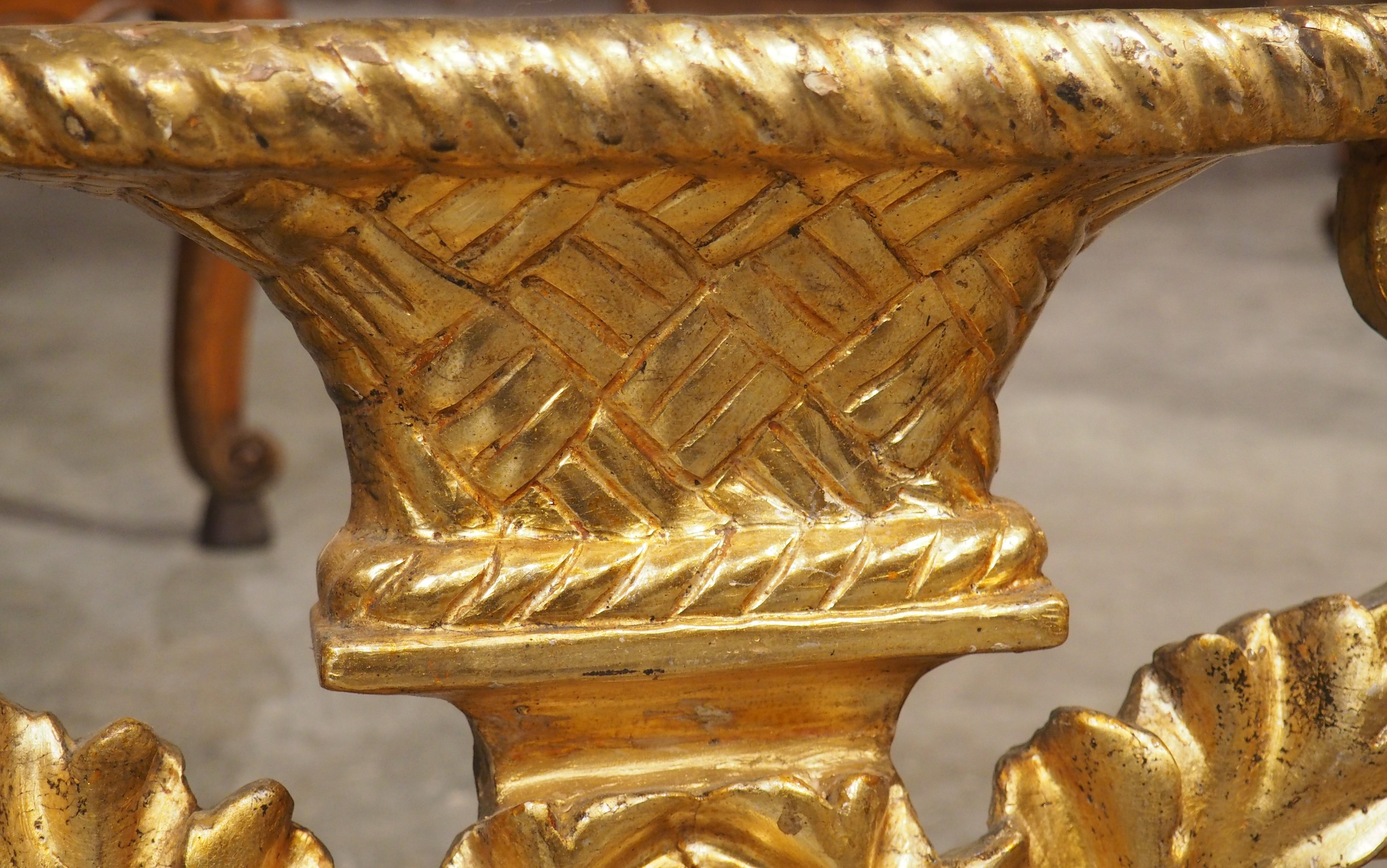 Circa 1750 Carved and Gilded Altar Candelabra from Tuscany, Italy 73 inches Long For Sale 4