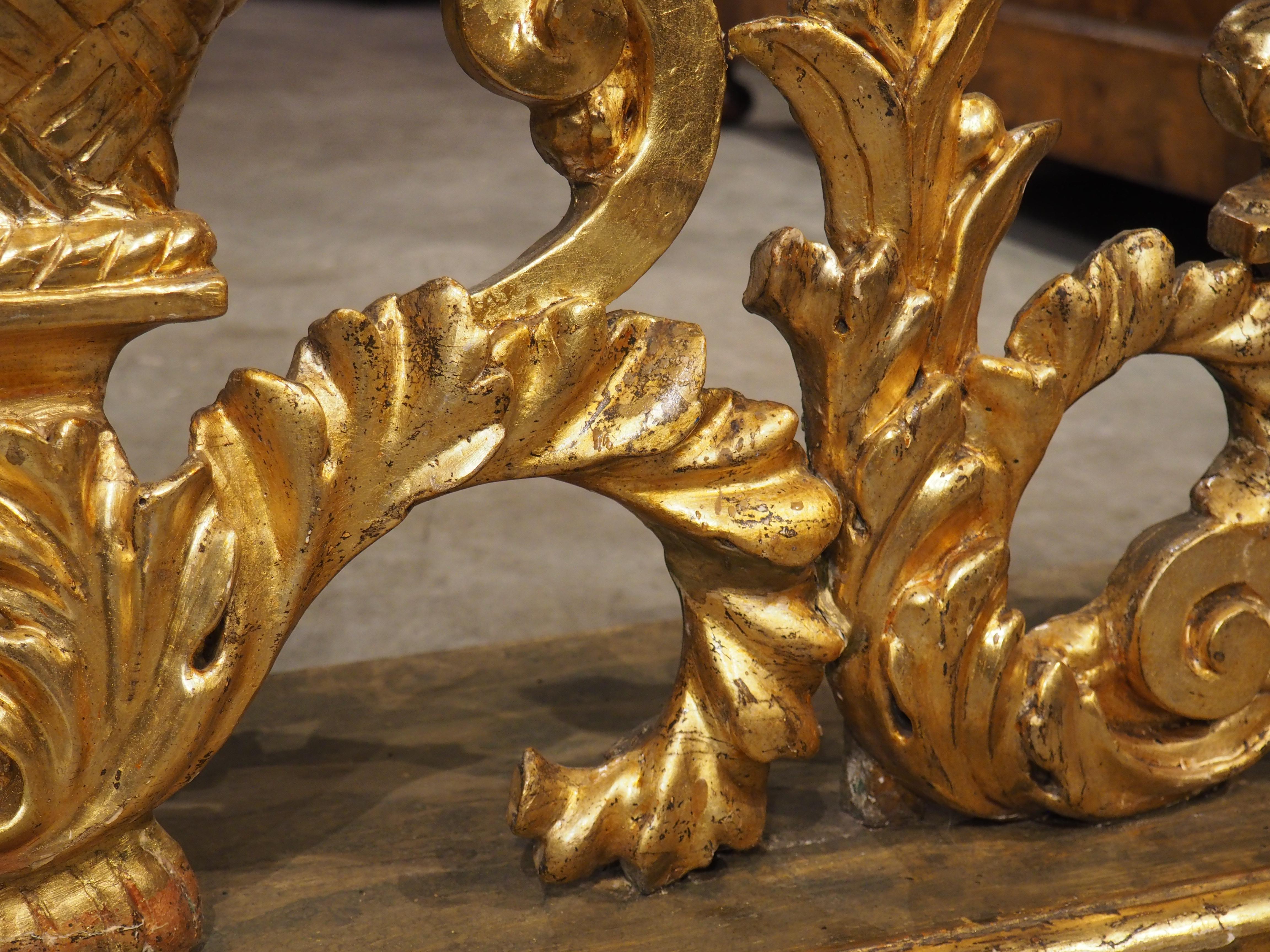 Circa 1750 Carved and Gilded Altar Candelabra from Tuscany, Italy 73 inches Long For Sale 5
