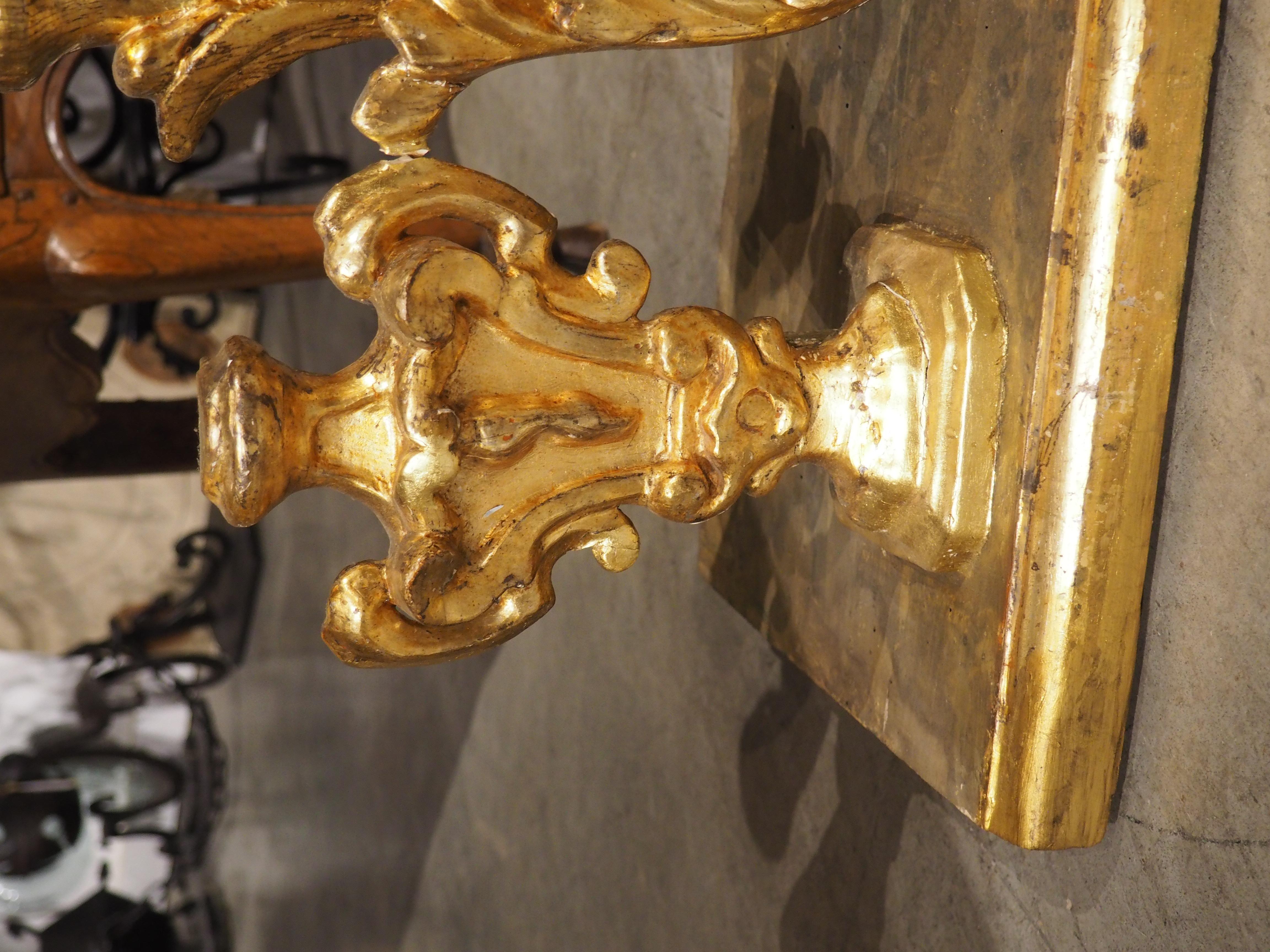 Circa 1750 Carved and Gilded Altar Candelabra from Tuscany, Italy 73 inches Long For Sale 8