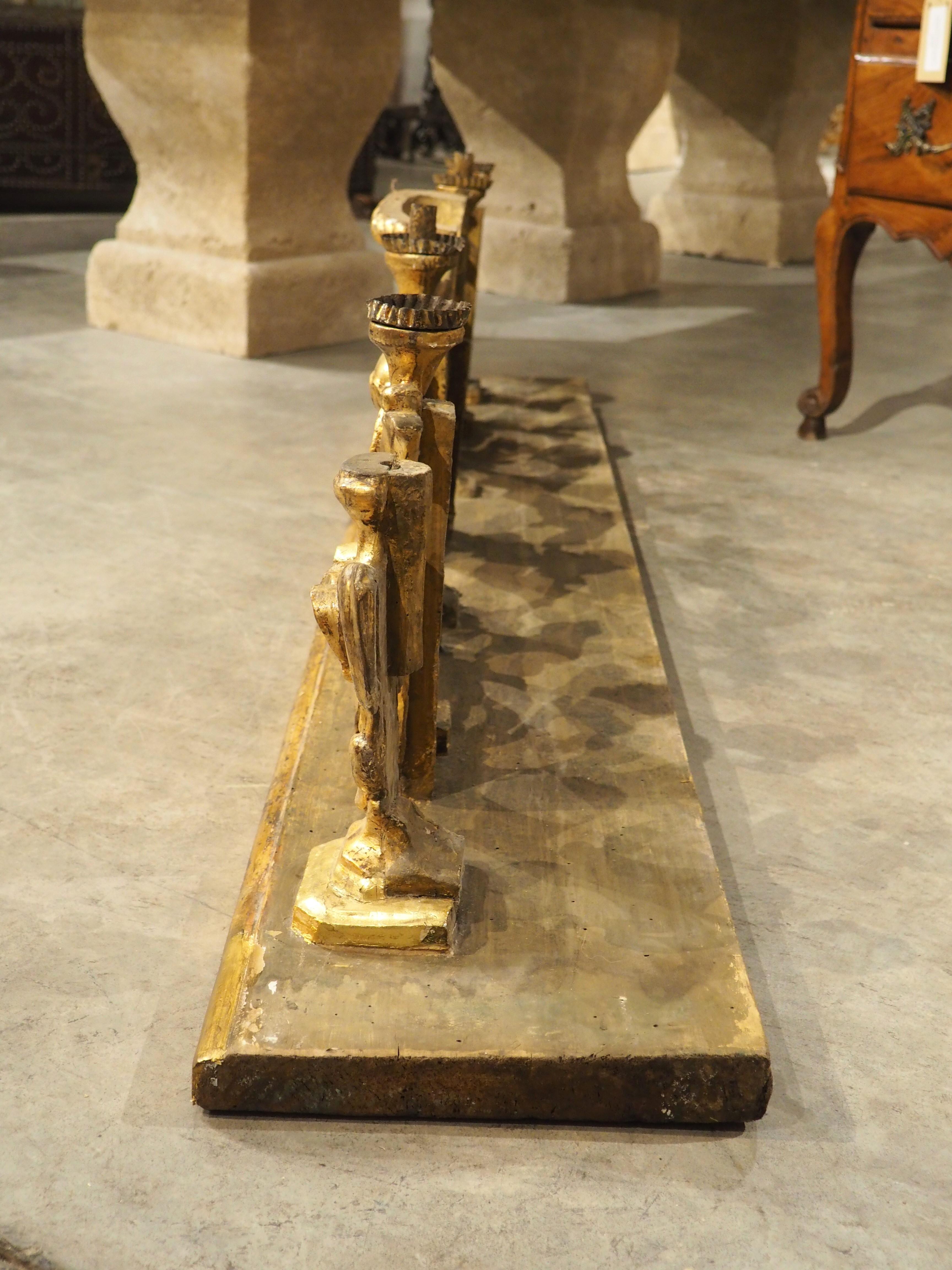 Circa 1750 Carved and Gilded Altar Candelabra from Tuscany, Italy 73 inches Long For Sale 9