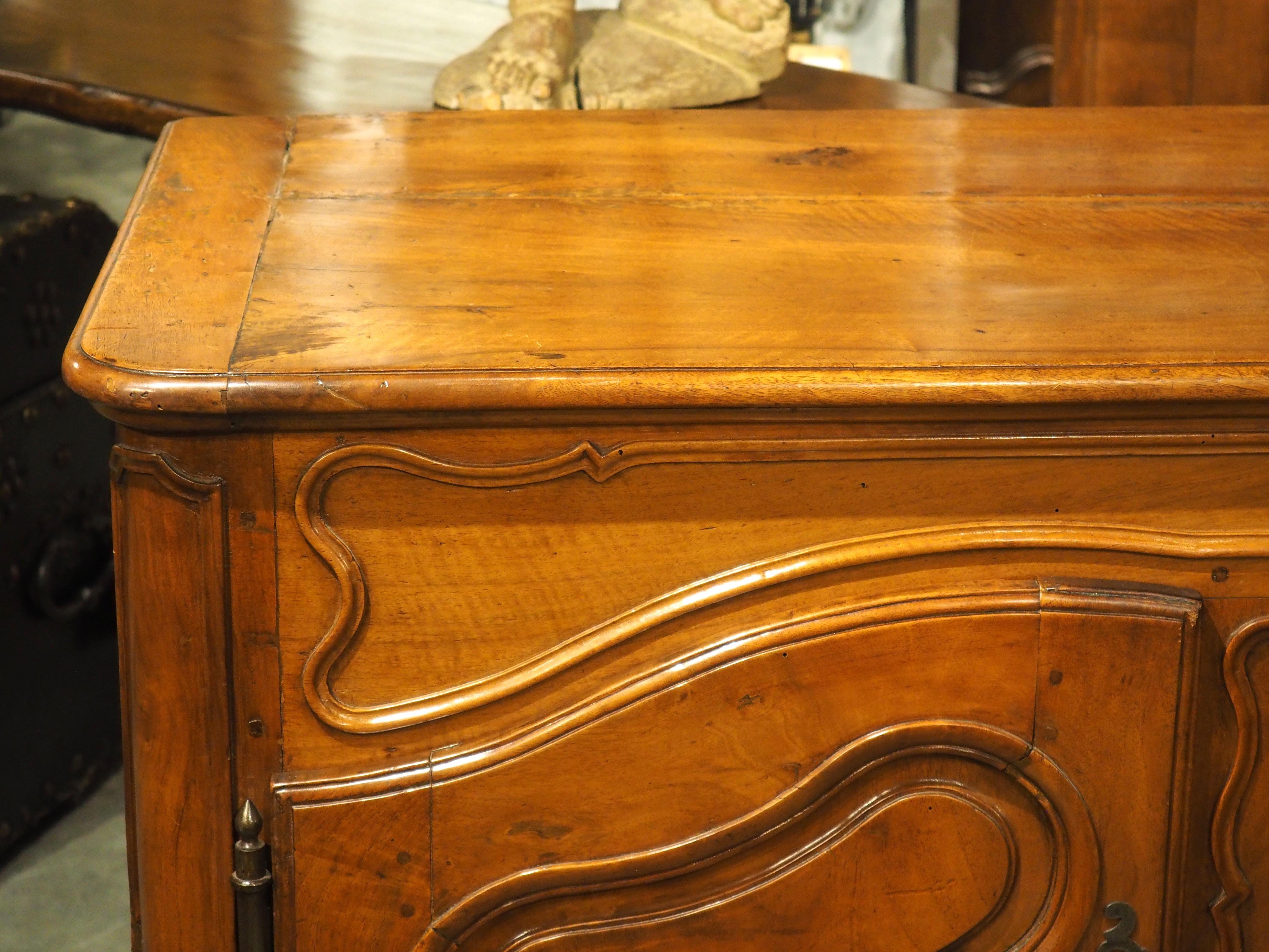 French Circa 1750 Carved Walnut Wood Buffet Crédence from Nîmes, France