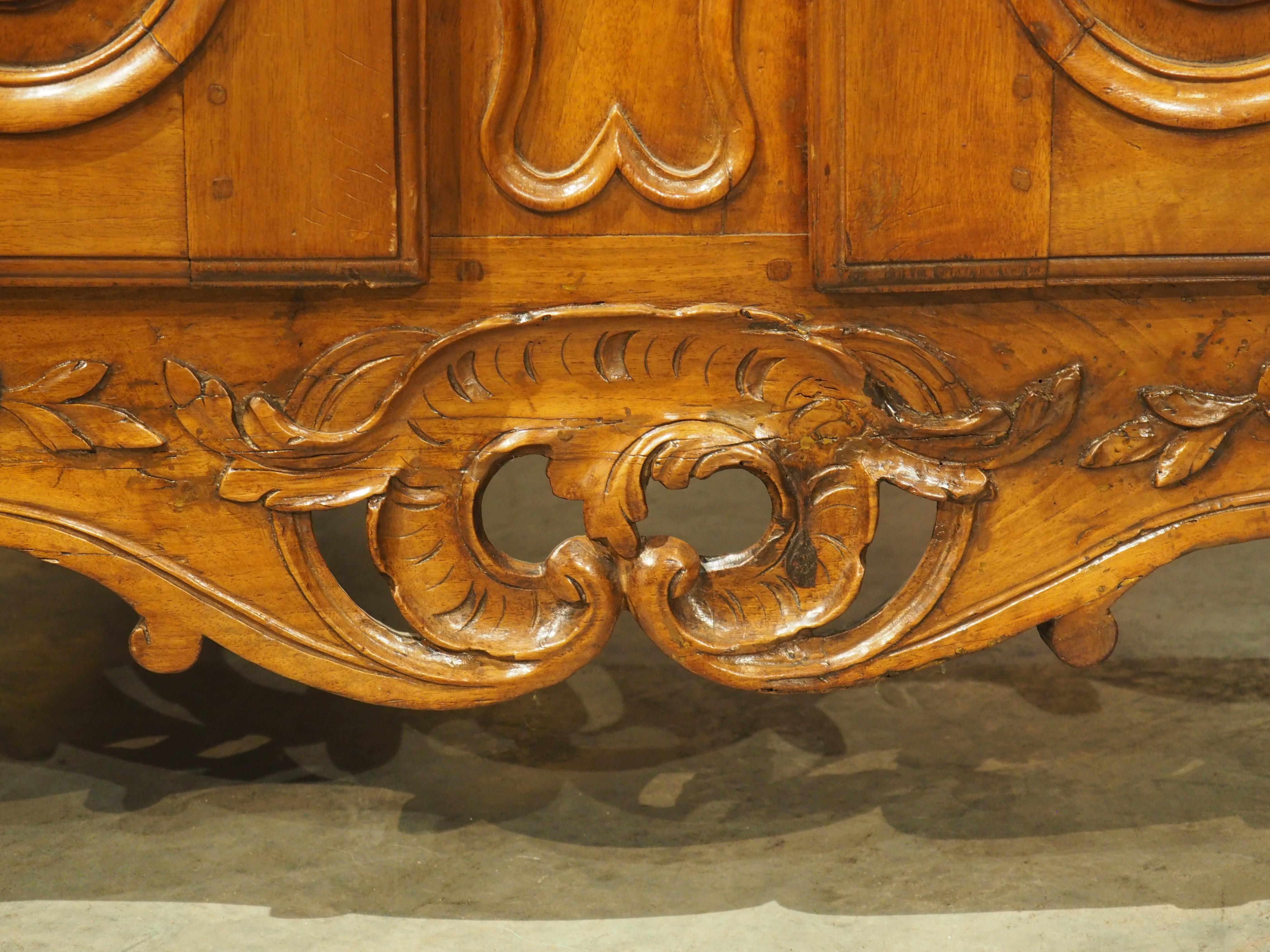 Metal Circa 1750 Carved Walnut Wood Buffet Crédence from Nîmes, France